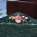Pear shape Lab Pink Sapphire engagement ring S925/10k/14k/18k gold,rose/yellow/white Gold