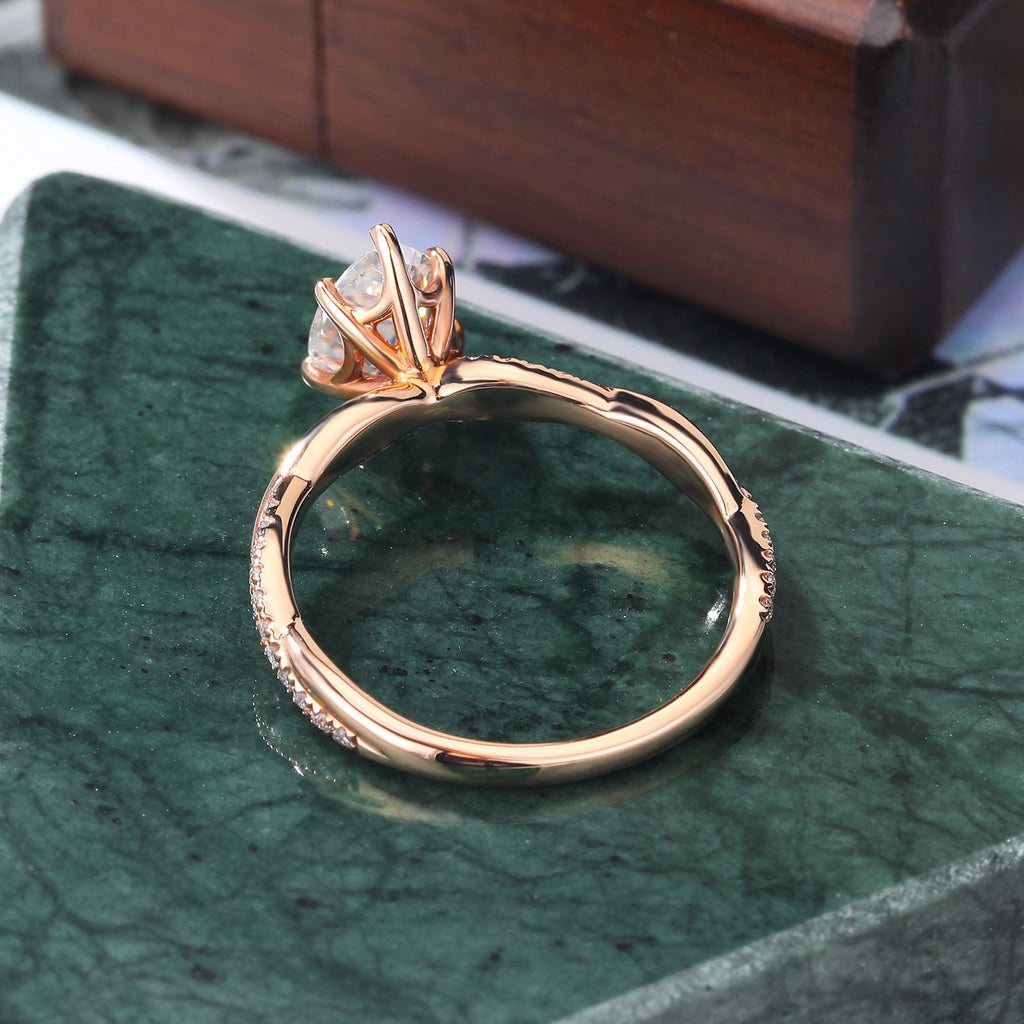 1.0CT Pear shape Lab grown diamond engagement Ring. unique rose gold white gold yellow gold ring Anniversary Gift, 925silver/10k/14k/18k rose gold ring