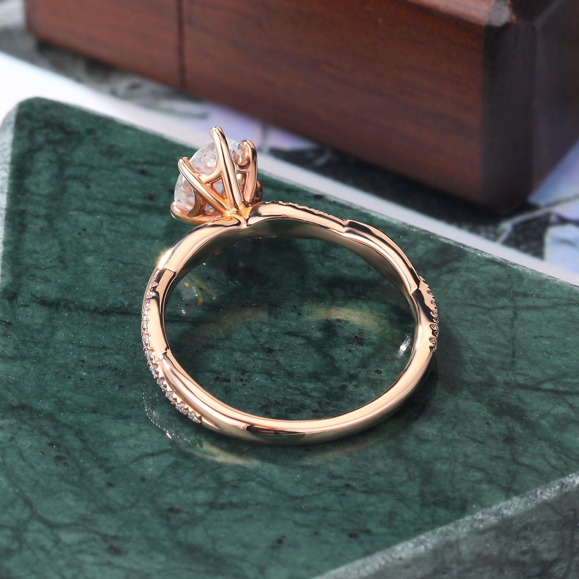 1.0CT Pear shape Lab grown diamond engagement Ring. unique rose gold white gold yellow gold ring Anniversary Gift, 925silver/10k/14k/18k rose gold ring