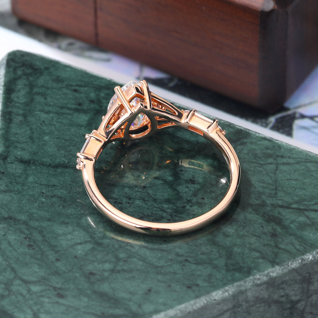 1.1ct Pear shape moissanite engagement ring  rose gold Cluster yellow gold white gold ring anniversary gift 10k/14k/18k/925silver