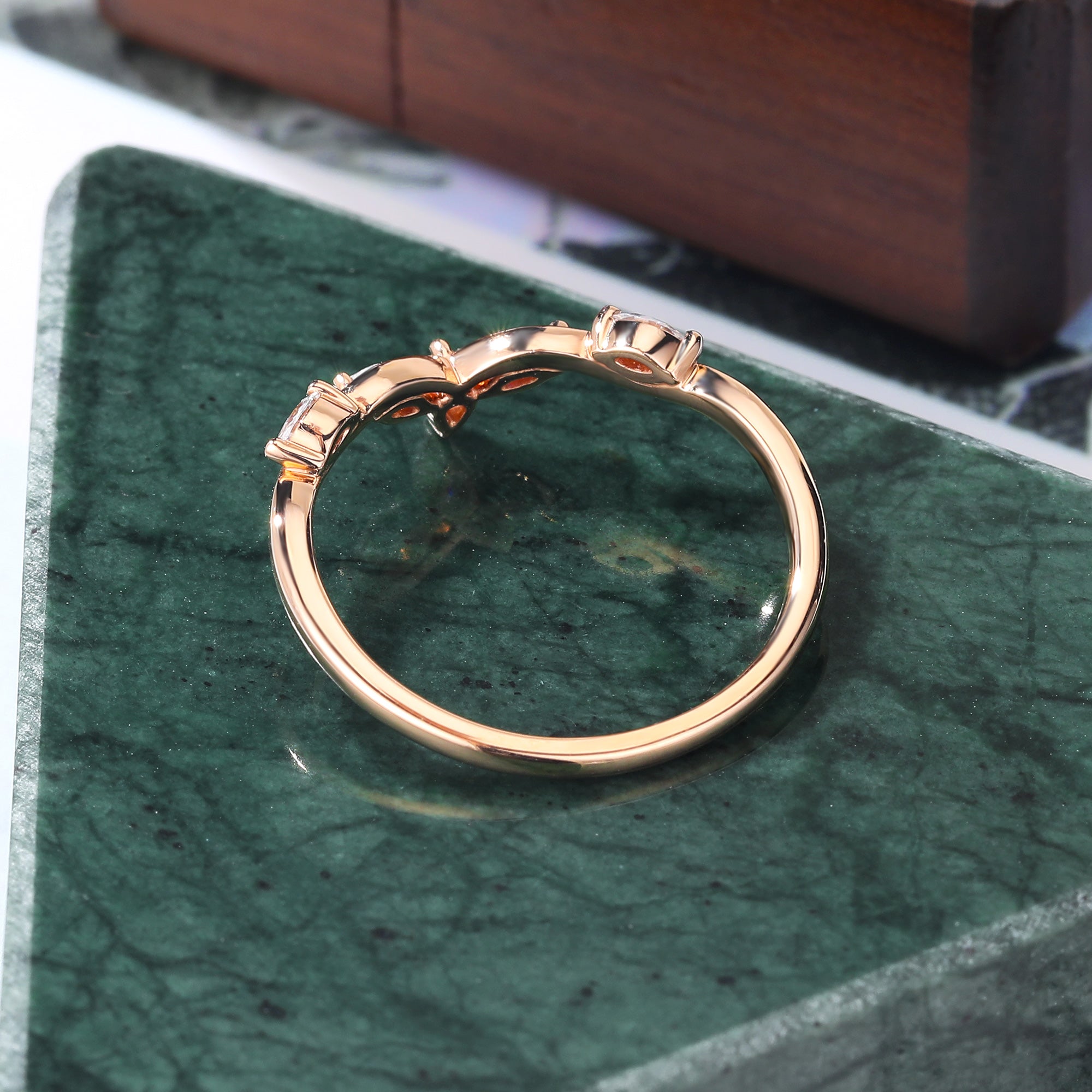 Pear shape diamond wedding band.10k/14k/18k/s925 rose gold white gold yellow gold bridal ring.