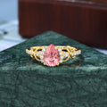 Pear shape Lab Pink Sapphire yellow gold engagement ring S925/10k/14k/18k gold