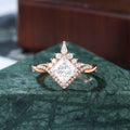 Princess cut moissanite rose gold engagement Ring.