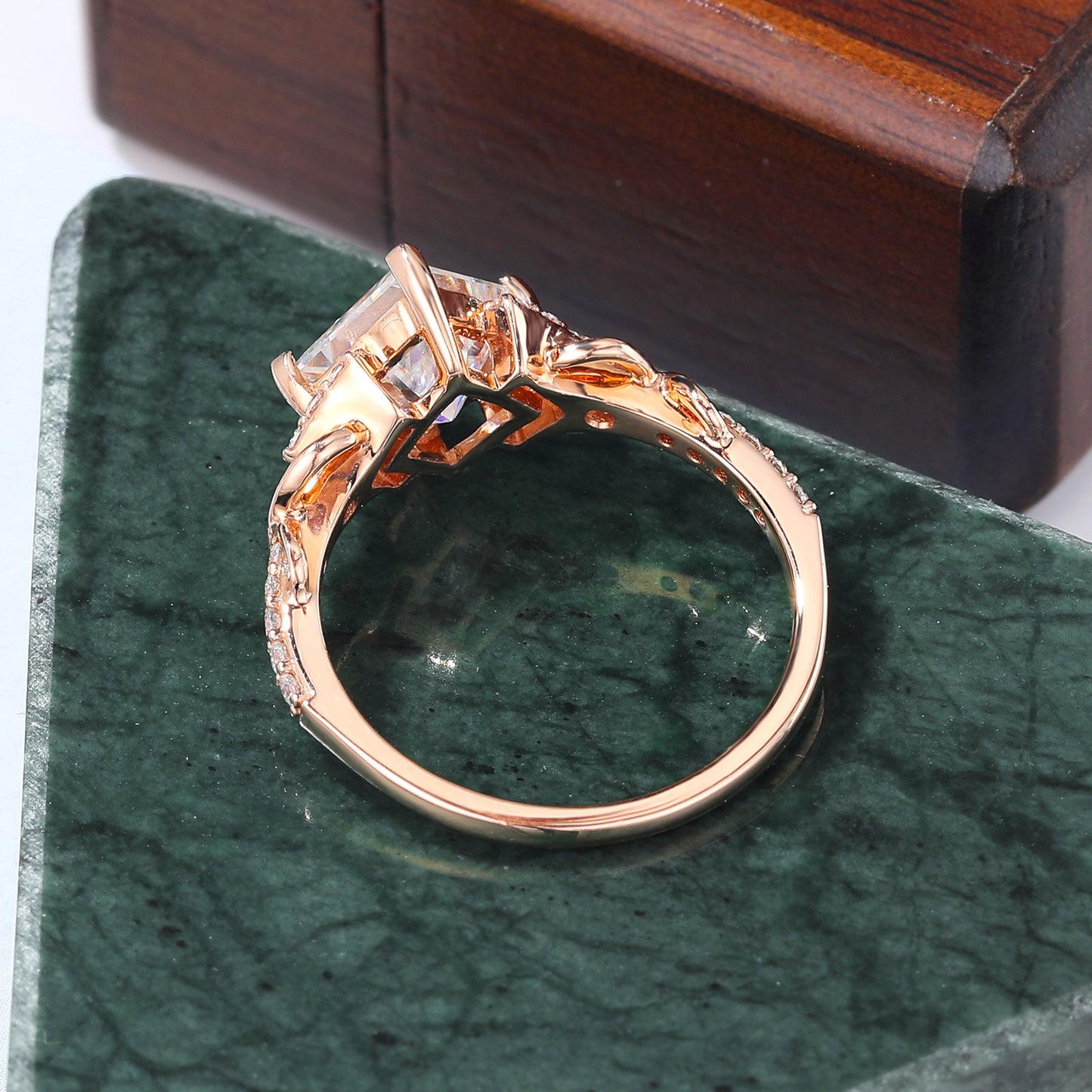 1.55ct Princess cut moissanite engagement ring, S925/10K/14K/18K rose gold  anniversary gift