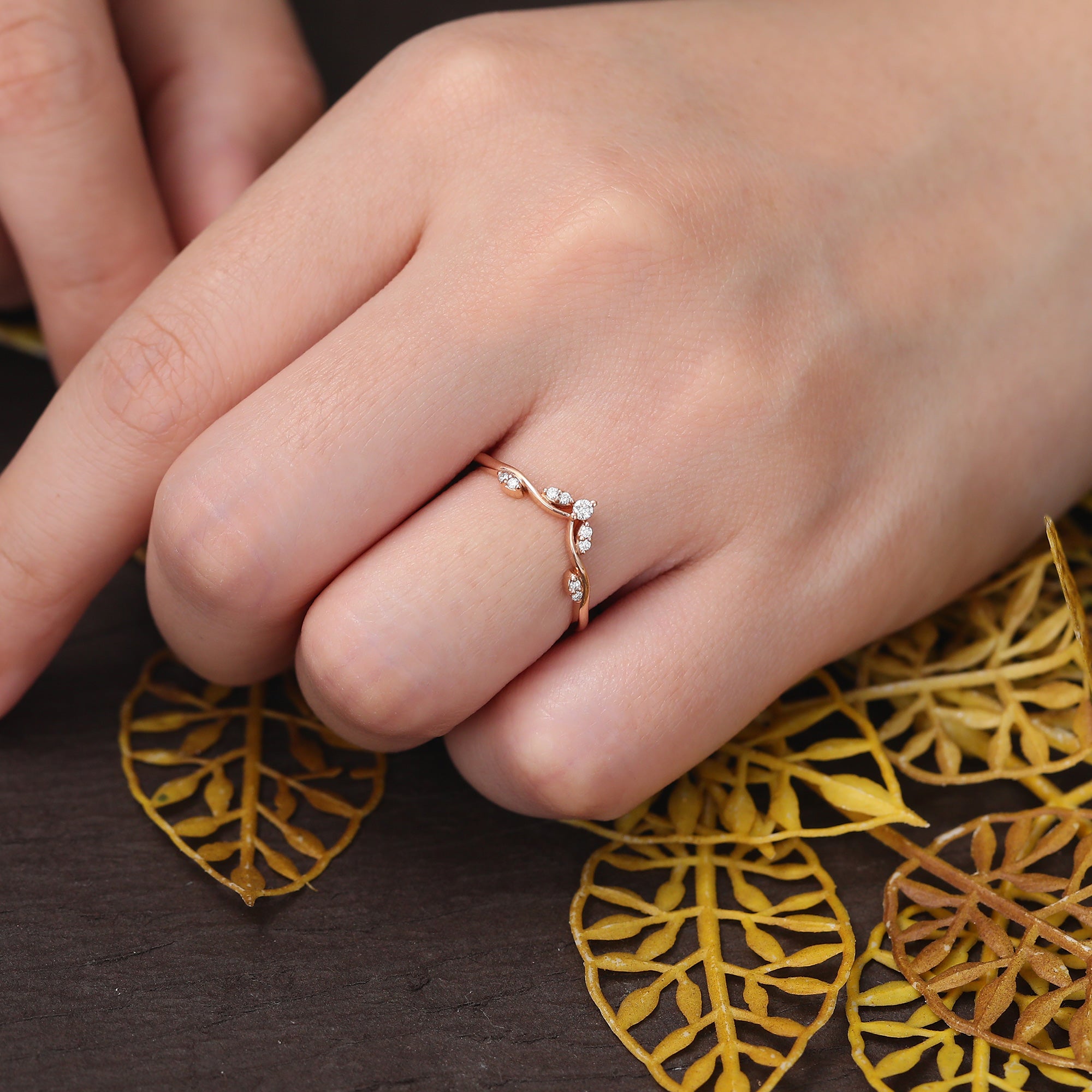 Art deco moissanite engagement ring vintage rose gold ring unique prong set anniversary promise bridal ring.S925/10k/14k/18/gold