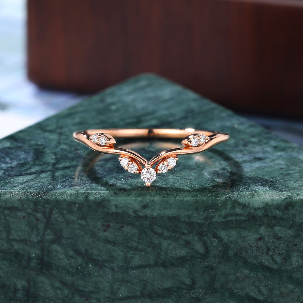 Art deco moissanite engagement ring vintage rose gold ring unique prong set anniversary promise bridal ring.S925/10k/14k/18/gold