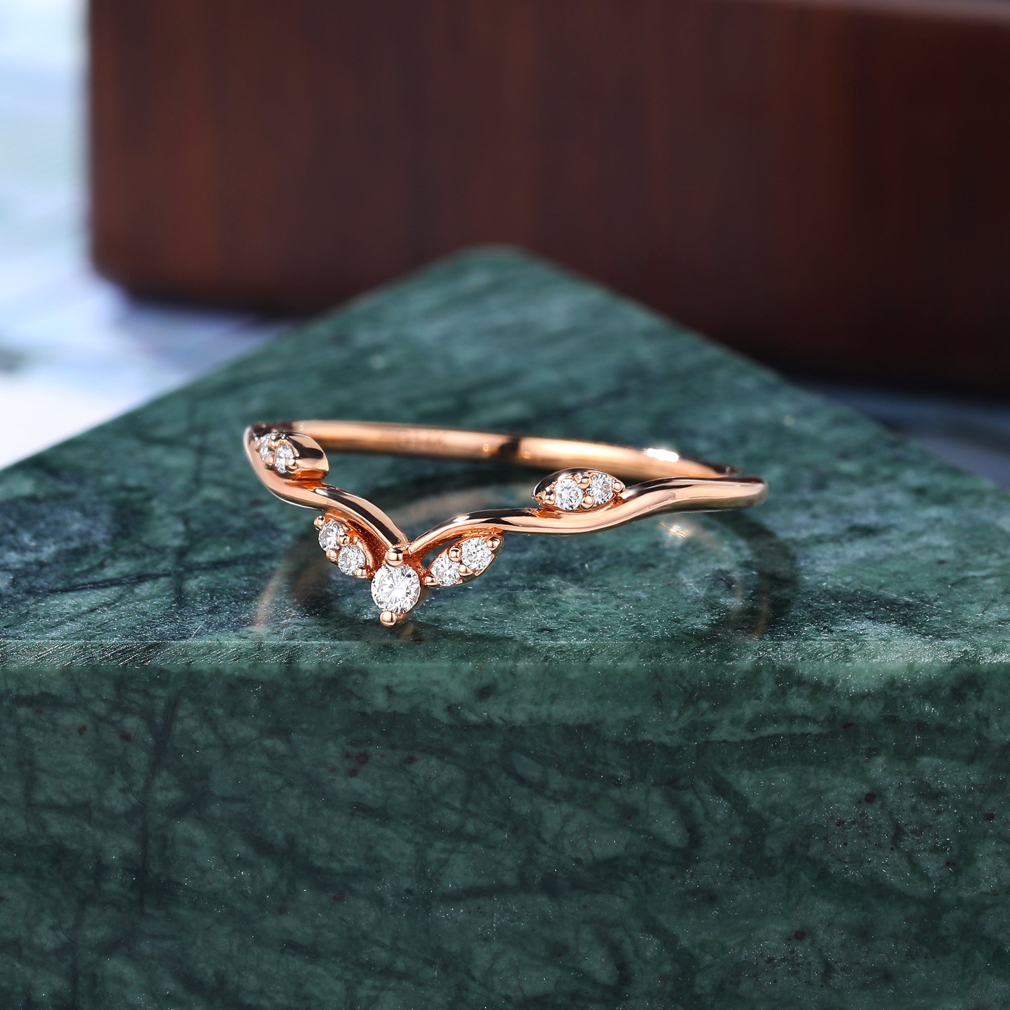 Art deco moissanite engagement ring vintage rose gold ring unique prong set anniversary promise bridal ring.S925/10k/14k/18/gold