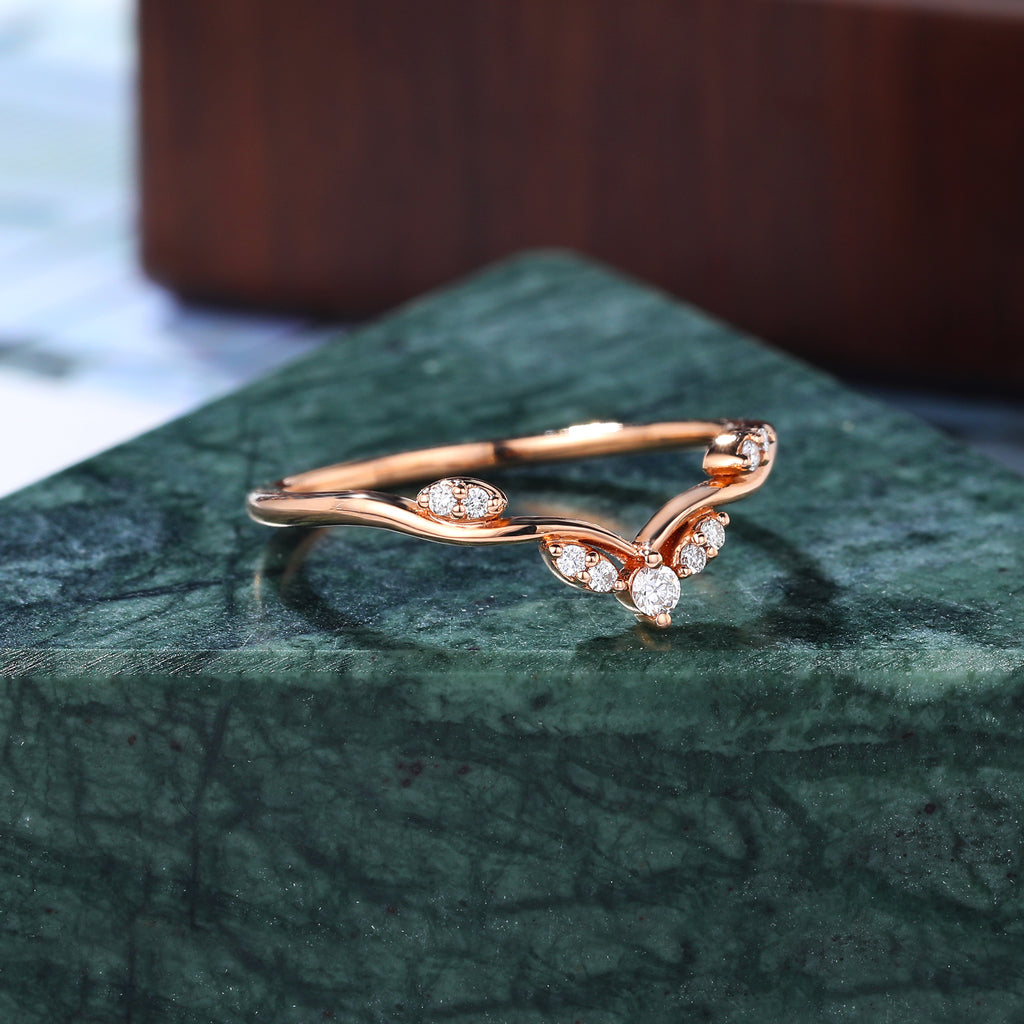 Art deco moissanite engagement ring vintage rose gold ring unique prong set anniversary promise bridal ring.S925/10k/14k/18/gold