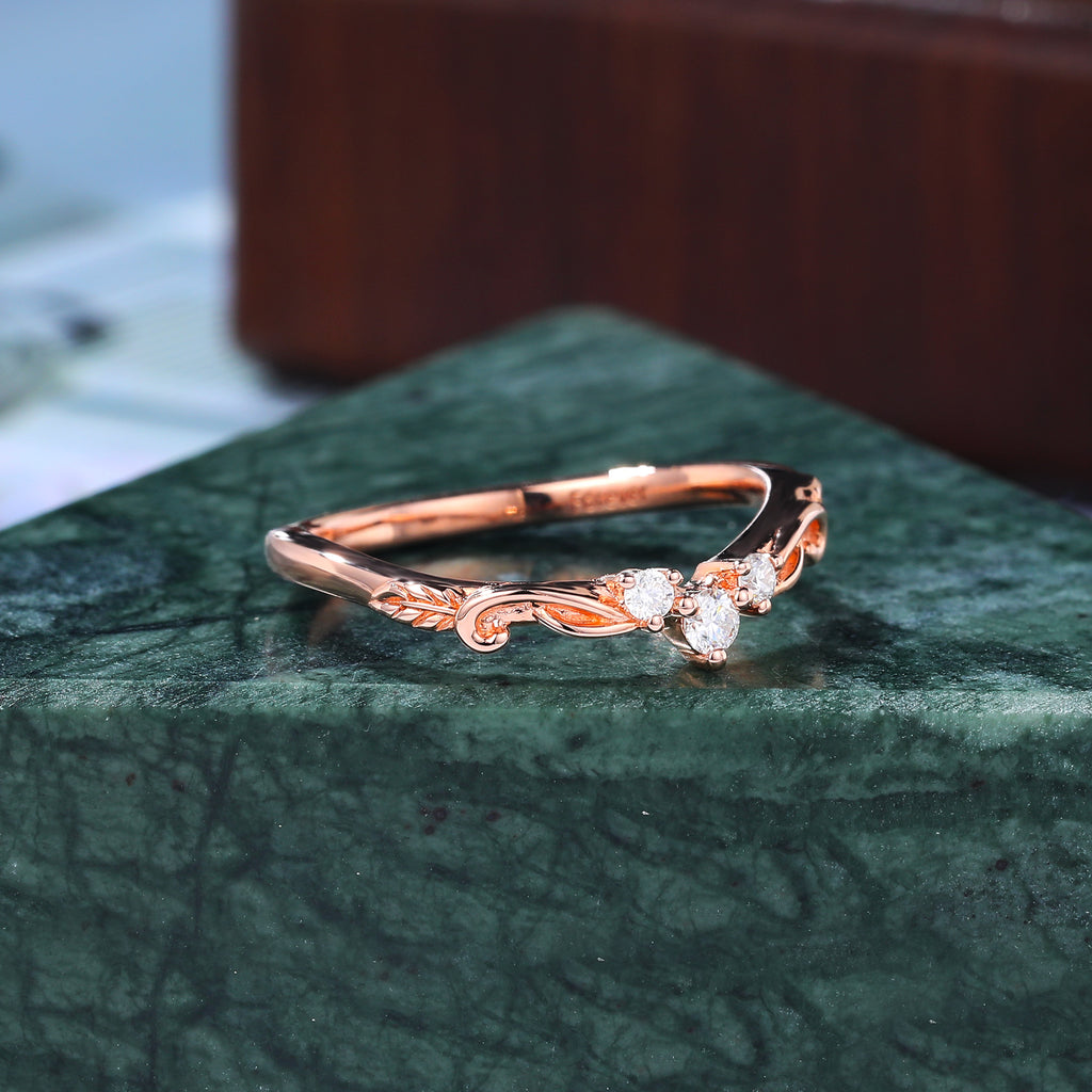 Round natural diamond wedding band.S925/10k/14k/18k rose gold yellow gold whilte gold bridal ring.