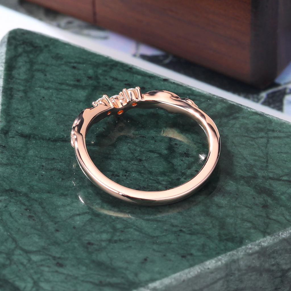 Round natural diamond wedding band.S925/10k/14k/18k rose gold yellow gold whilte gold bridal ring.