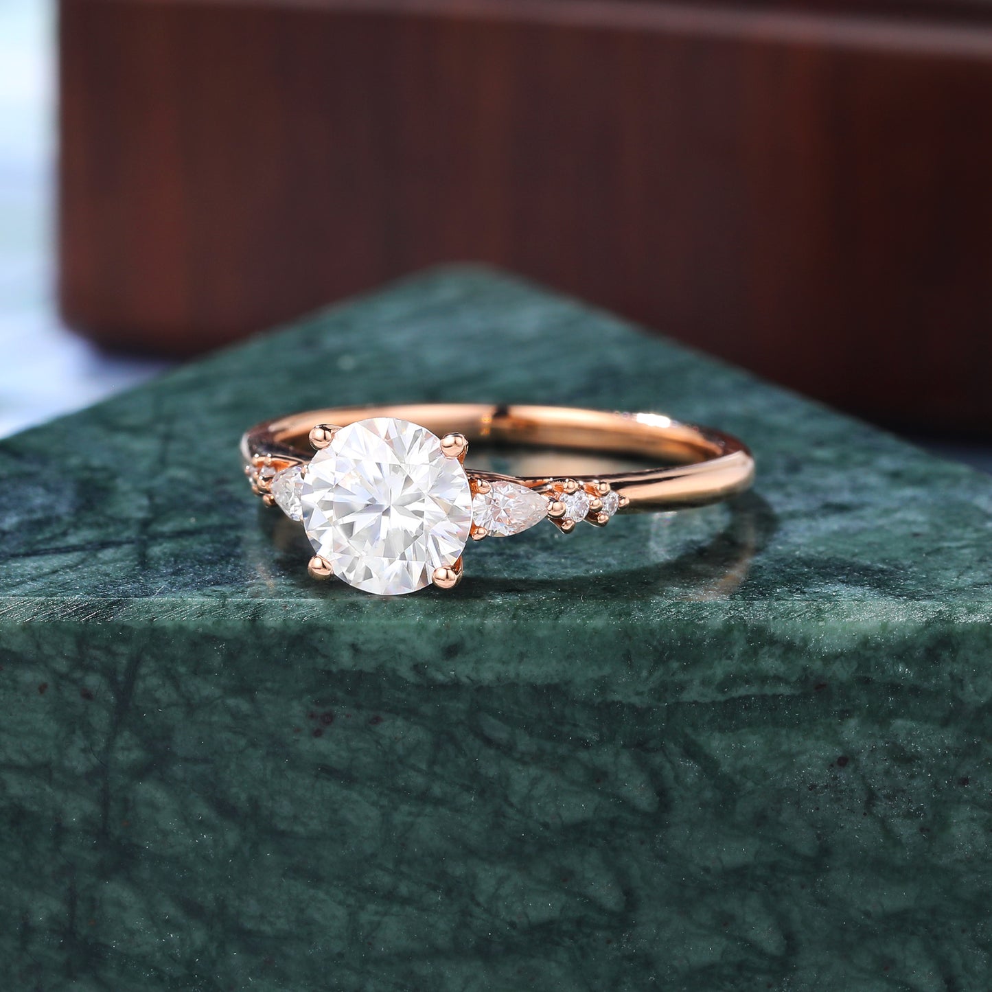 1.0ct Round Lab-grown Diamond engagement ring, Cluster rose/white/yellow gold ring, anniversary gift 10/14/18k gold ring.