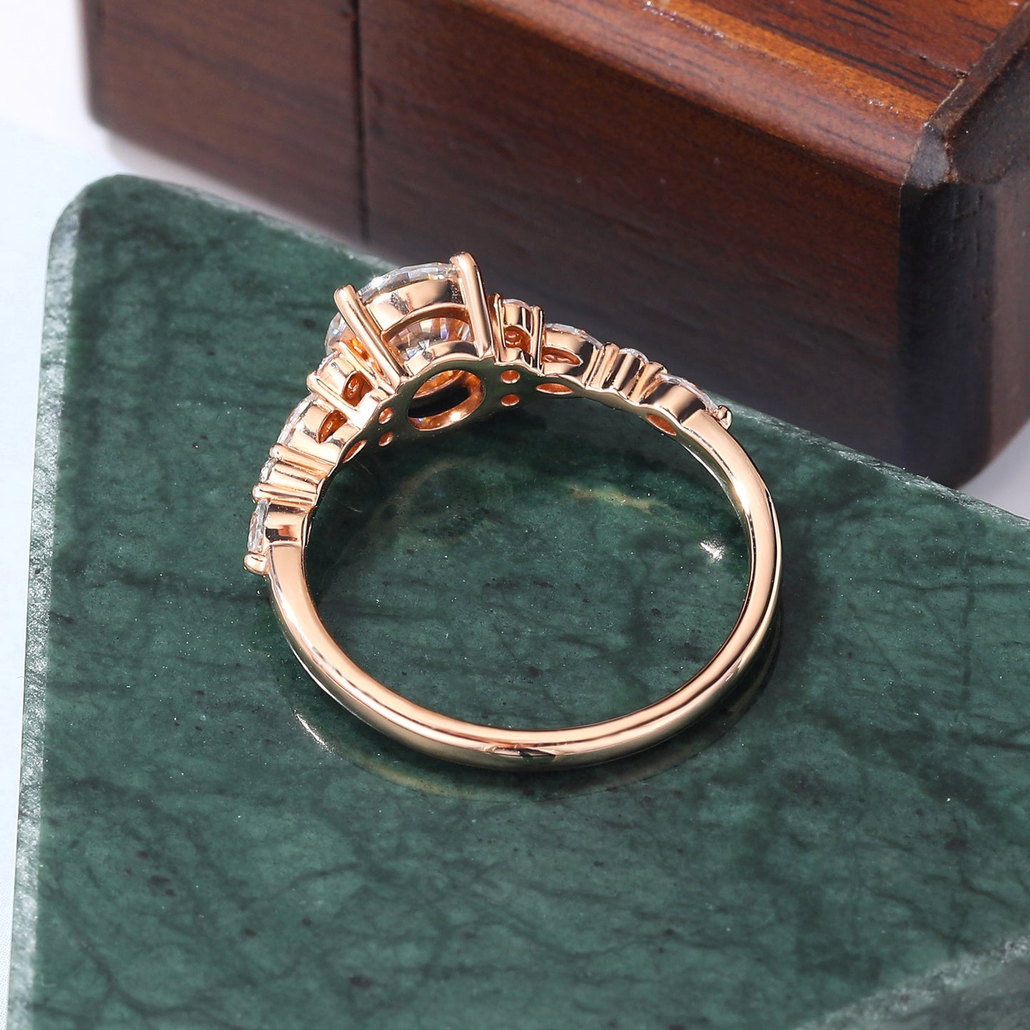 1.0ct Round Lab-grown Diamond engagement ring, Cluster rose gold ring anniversary gift. S925/10k/14k/18k gold