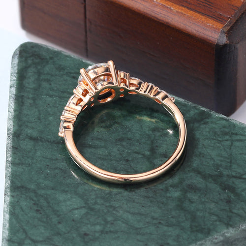 1.0ct Round Lab-grown Diamond engagement ring, Cluster rose gold ring anniversary gift. S925/10k/14k/18k gold