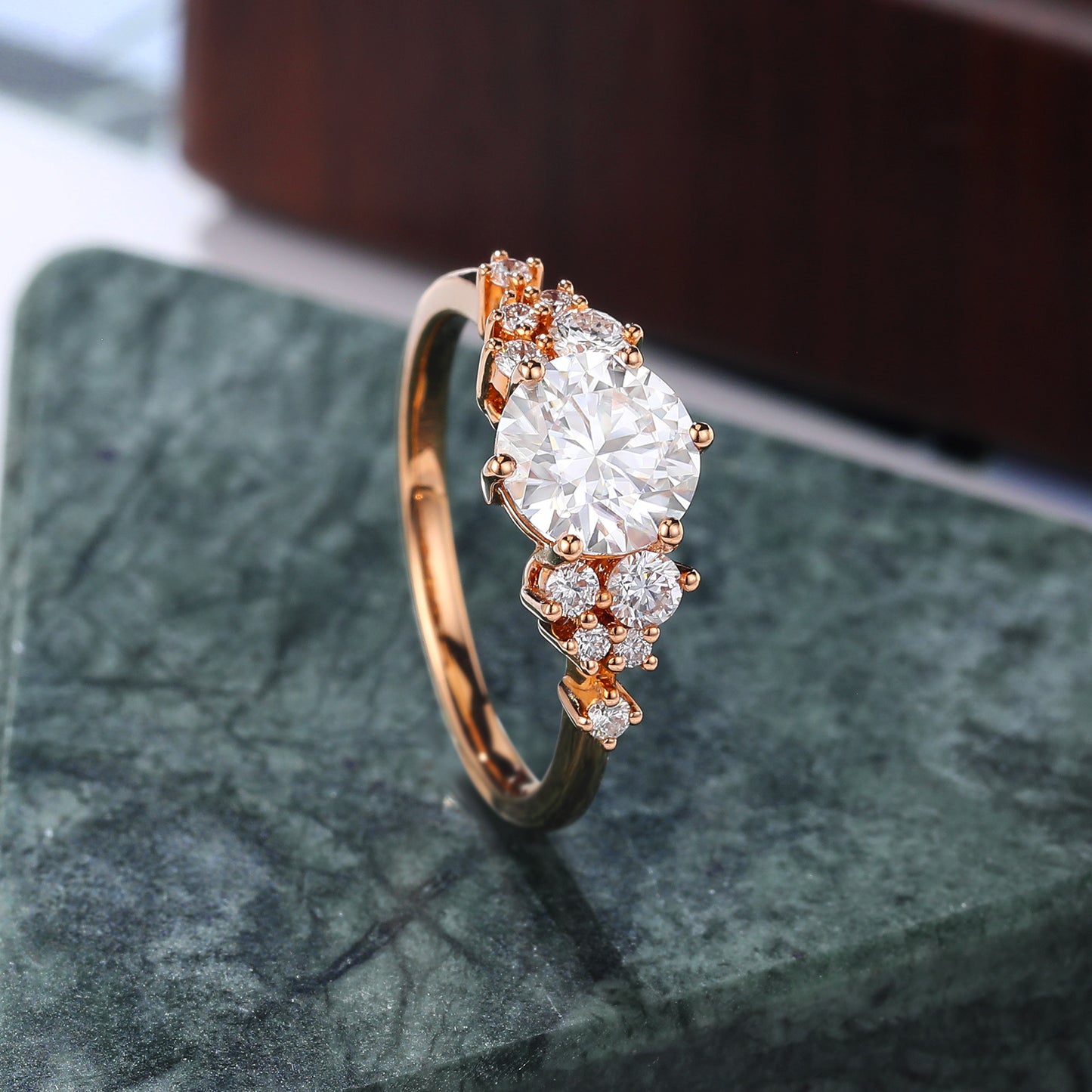 1.0 ct round moissanite rose gold engagement ring. Anniversary Gift.10k/14k/18k/S925