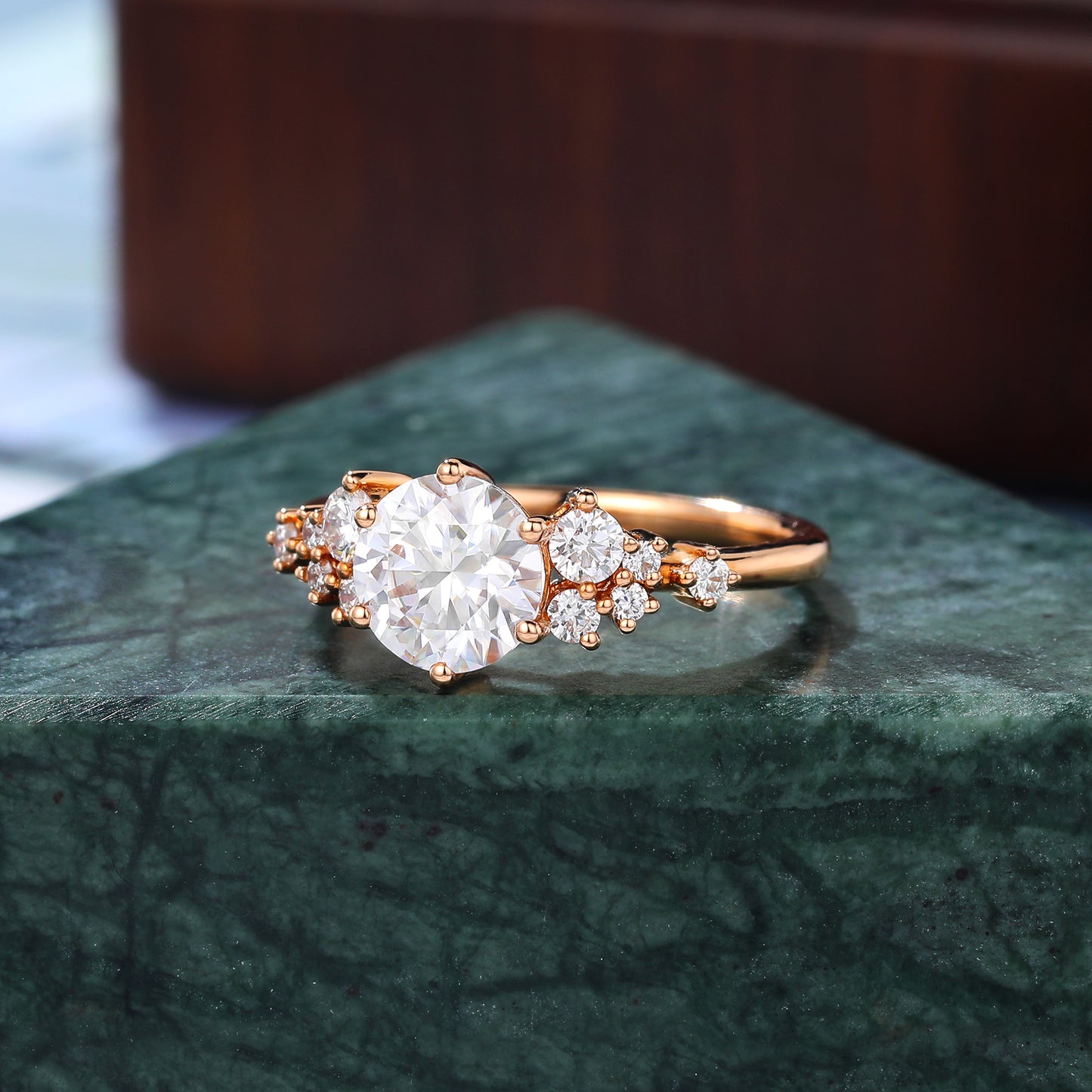 1.0 ct round moissanite rose gold engagement ring. Anniversary Gift.10k/14k/18k/S925