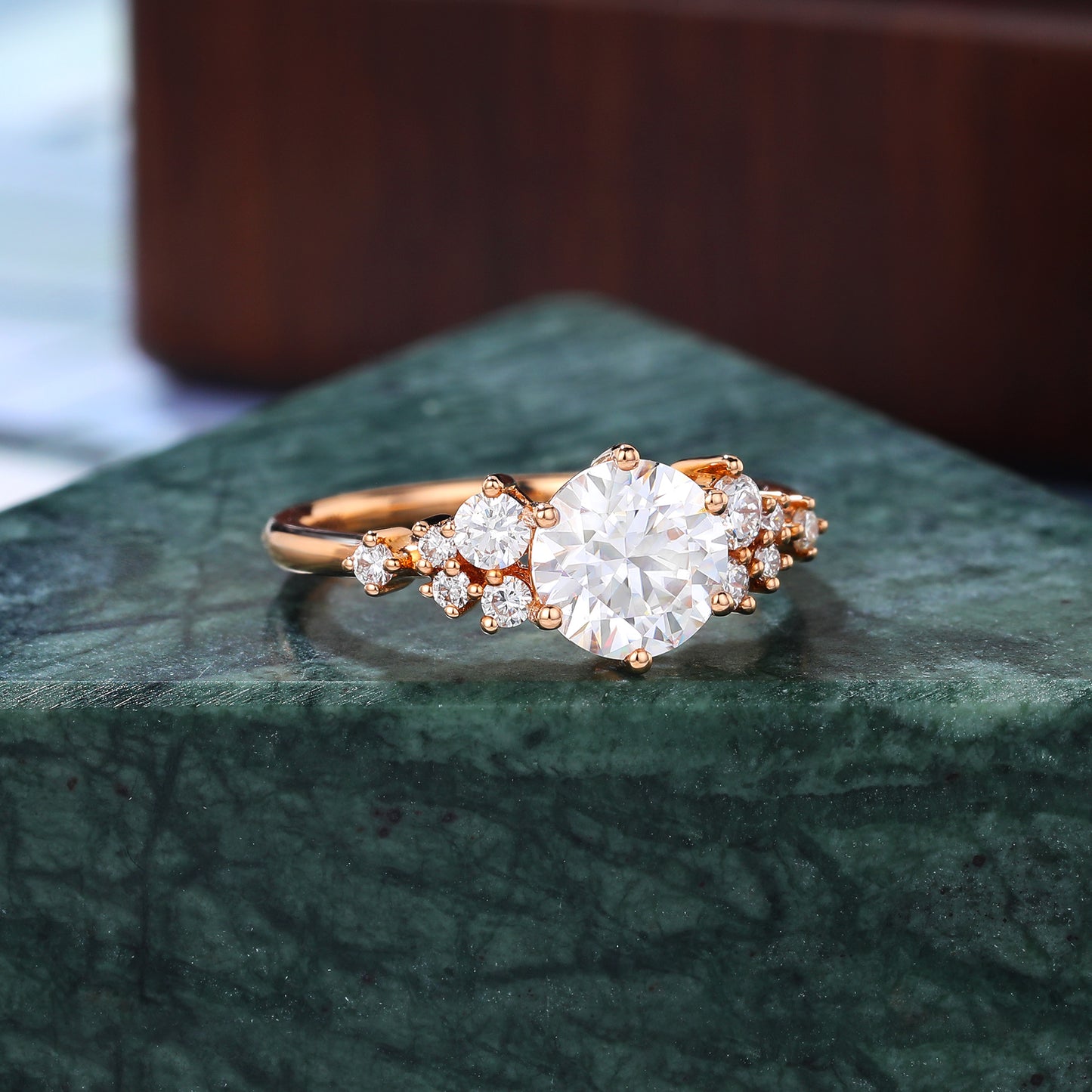 1.0 ct round moissanite rose gold engagement ring. Anniversary Gift.10k/14k/18k/S925