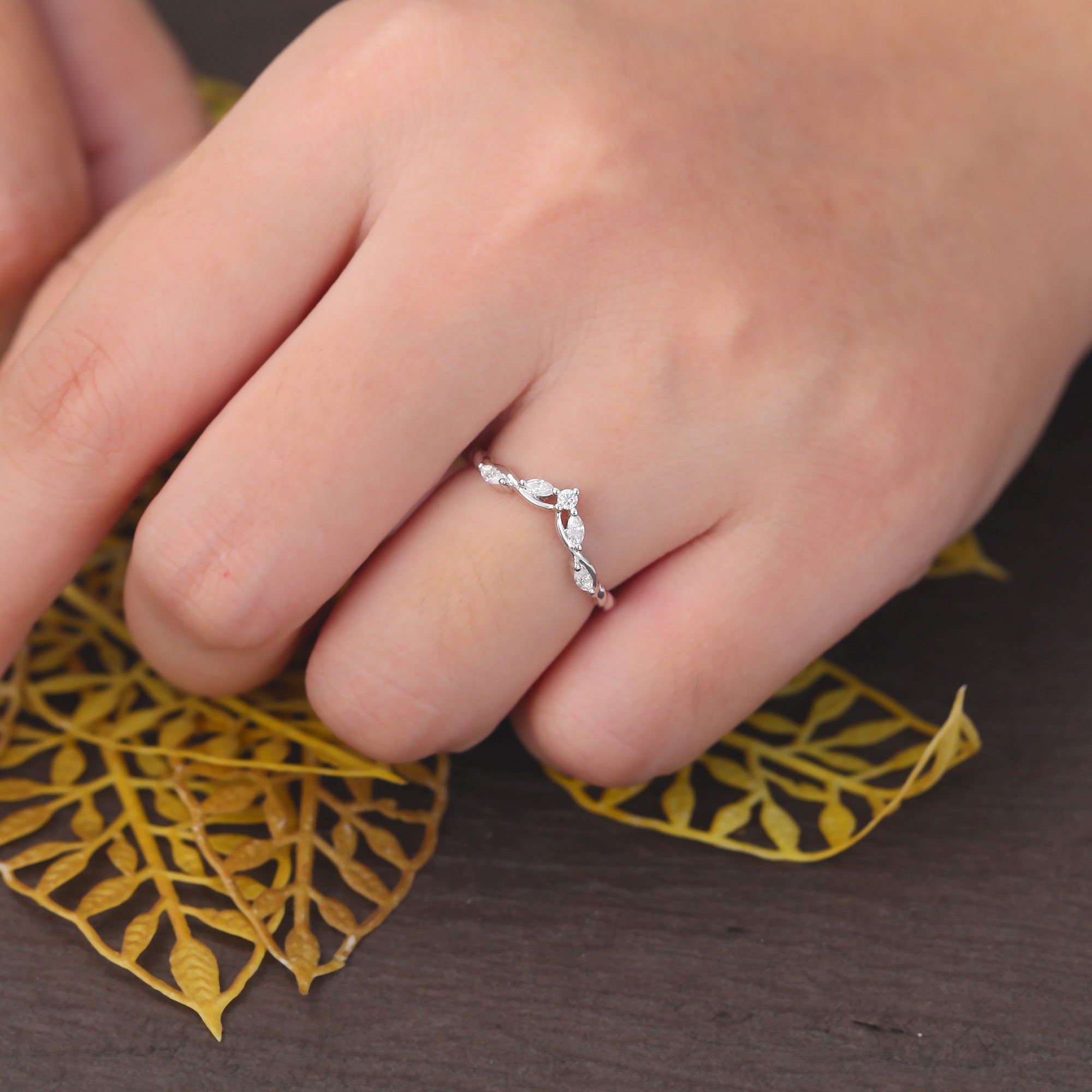 Art deco moissanite wedding band unique rose gold yellow gold white gold wedding band prong set anniversary promise bridal ring  S925/10k/14k/18k