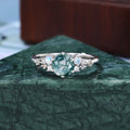 Unique round moss agate engagement ring,925 silver/10k/14k/18k rose gold  white gold yellow gold ring