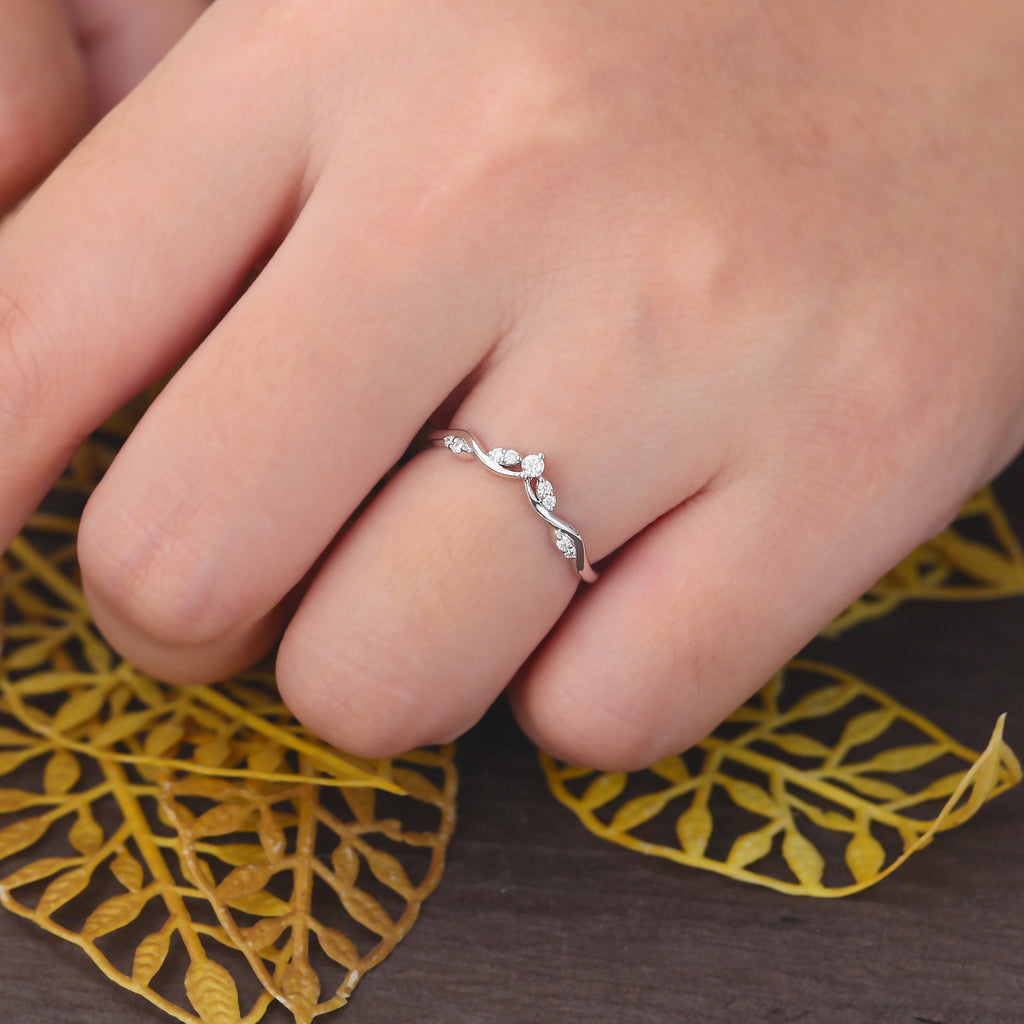 Art deco Lab grown Diamond wedding band unique rose gold yellow gold white gold diamond ring prong set anniversary promise bridal ring