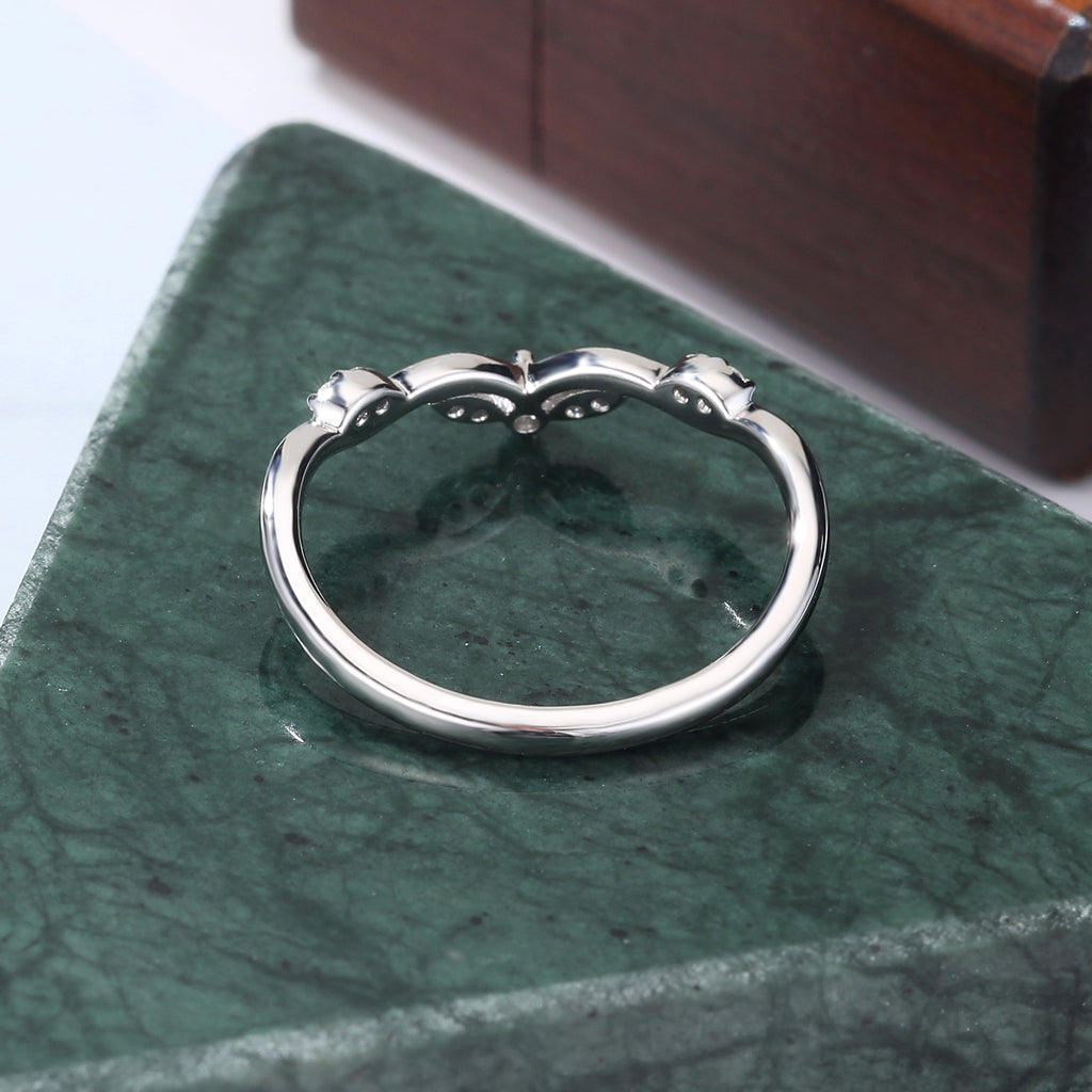 Art deco Lab grown Diamond wedding band unique rose gold yellow gold white gold diamond ring prong set anniversary promise bridal ring