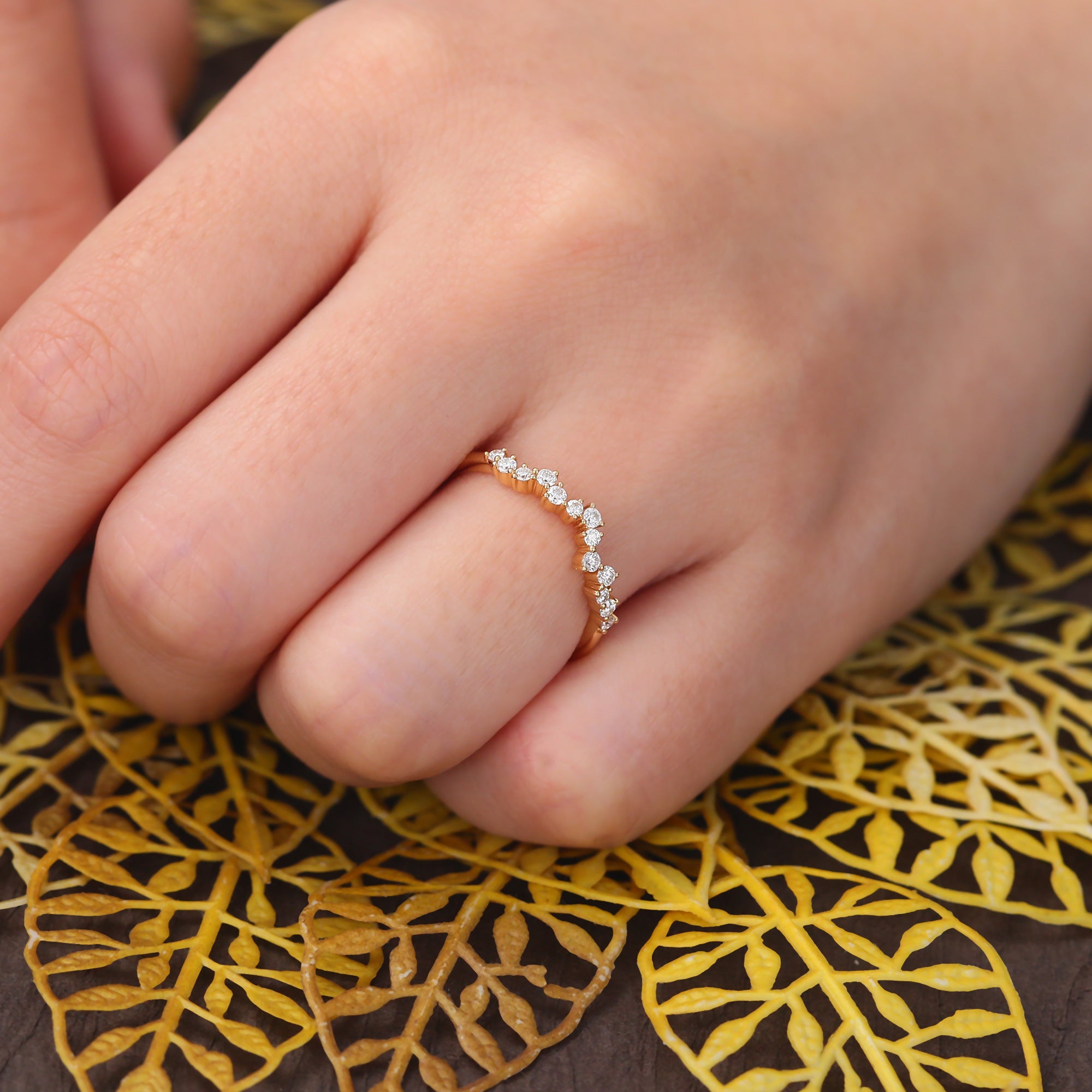 Women 10k/14k/18k rose gold white gold moissanite wedding band