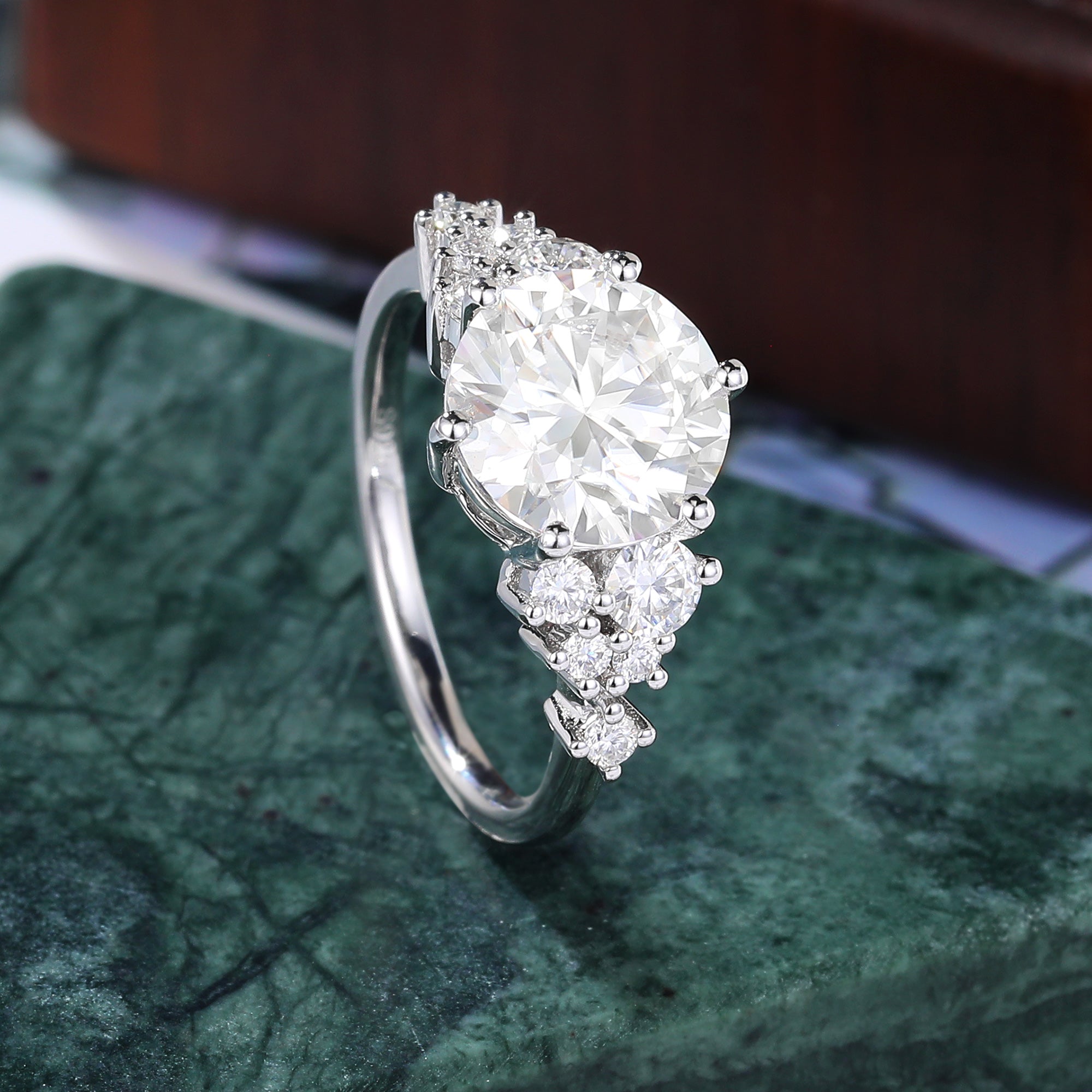 2.5CT Round cut moissanite white gold engagement ring 925silver/10K/14k/18k gold , unique rose/yellow gold bridal ring .Anniversary Gift.