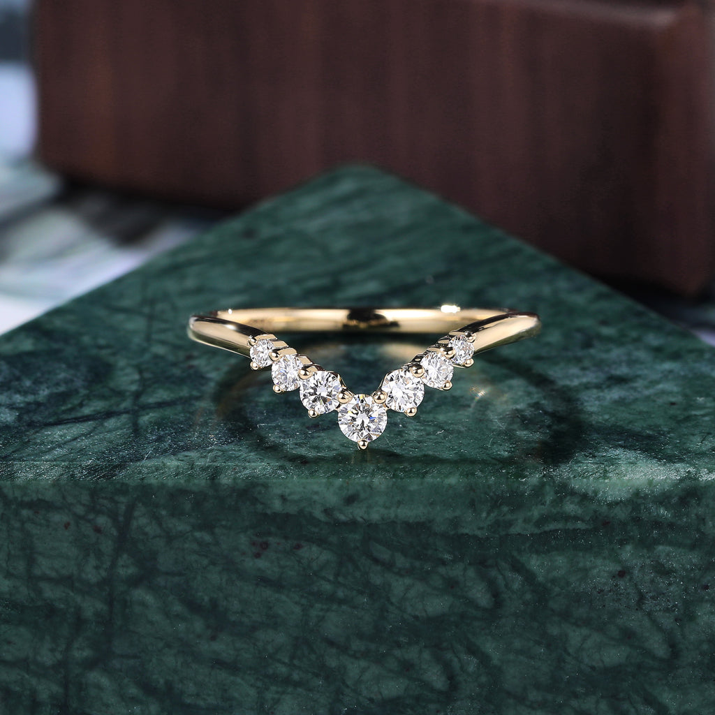 Art deco Lab grown diamond wedding band vintage rose gold ring