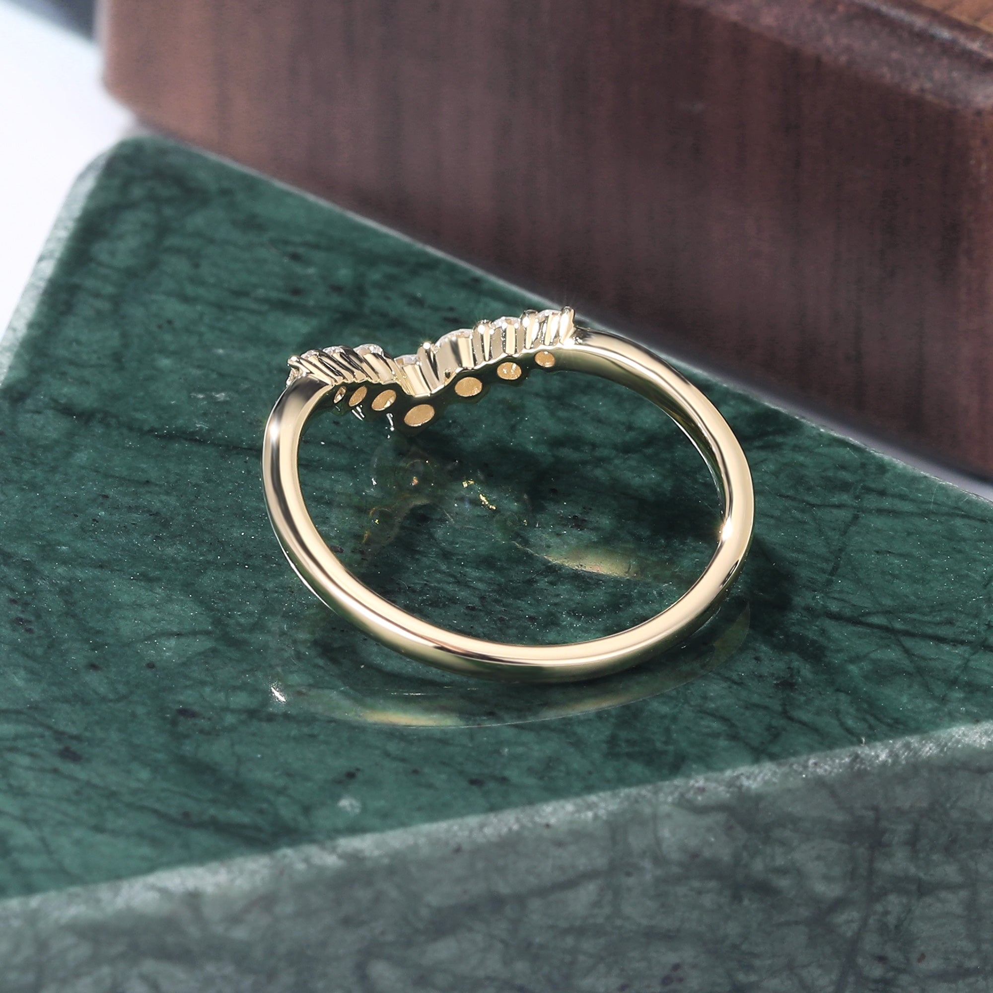 Art deco Lab grown diamond wedding band vintage rose gold ring