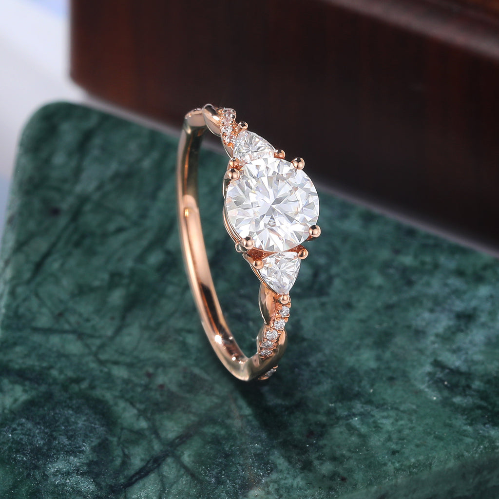 1.0CT Round cut moissanite rose gold engagement Ring.  S925/10k/14k/18k. yellow/white gold