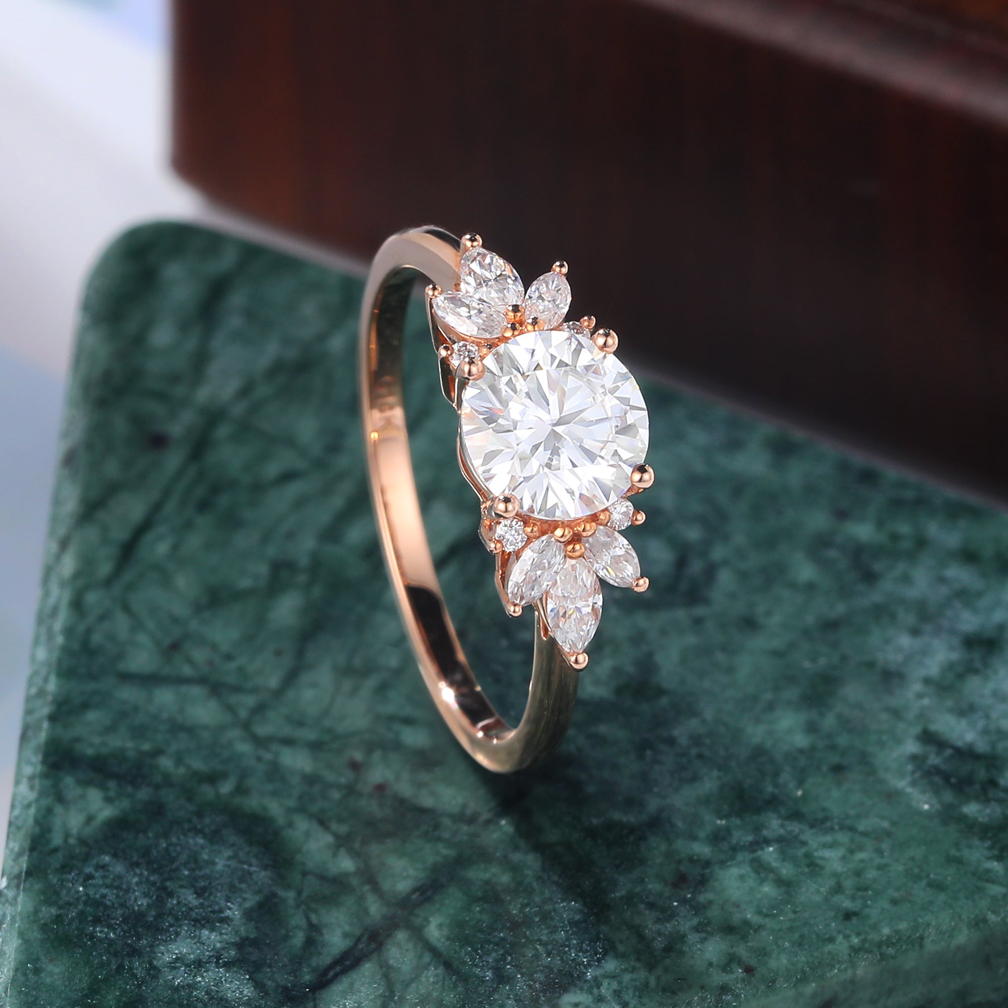 1.0CT Round cut moissanite rose gold engagement Ring.  S925/10k/14k/18k.