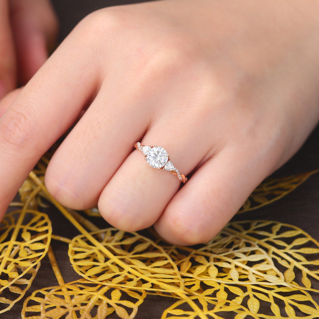 1.0CT Round cut moissanite rose gold engagement Ring.  S925/10k/14k/18k. yellow/white gold