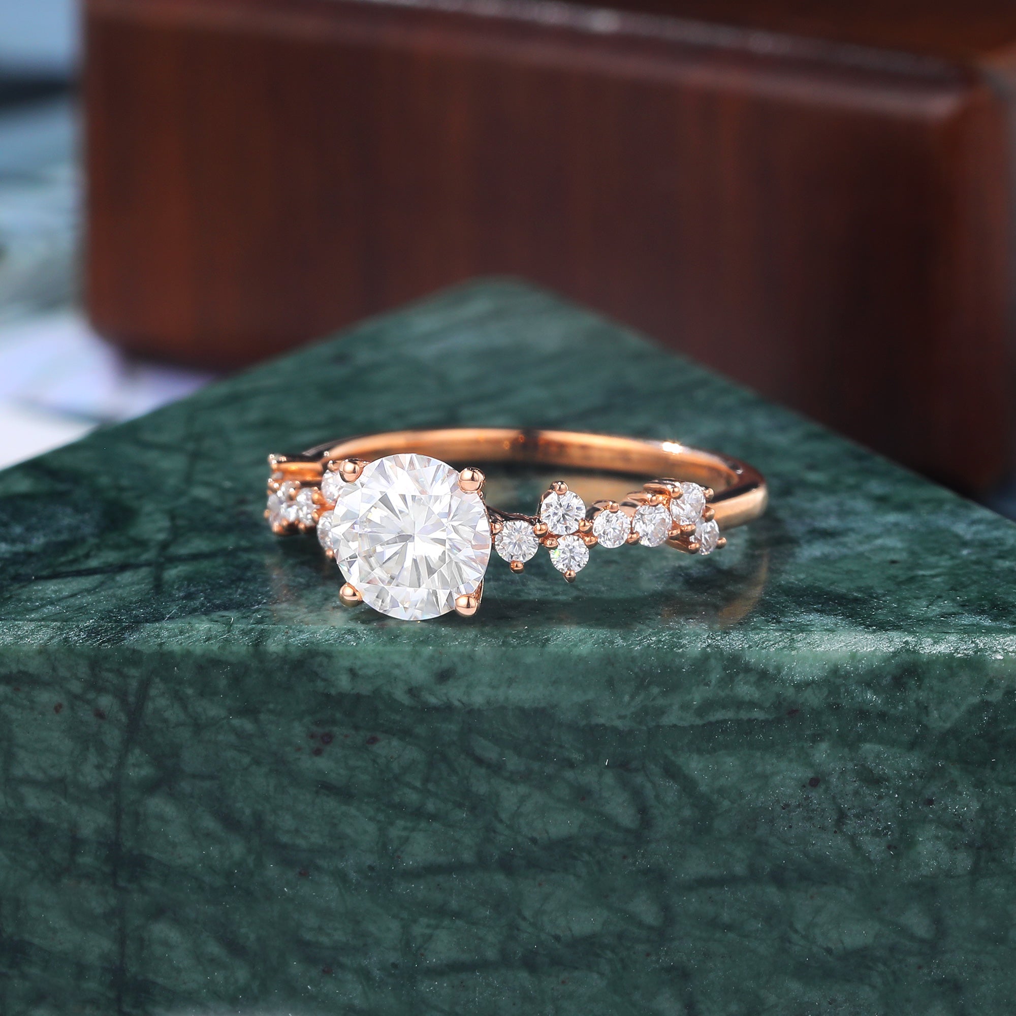 1.0ct Round cut moissanite rose gold engagement Ring.