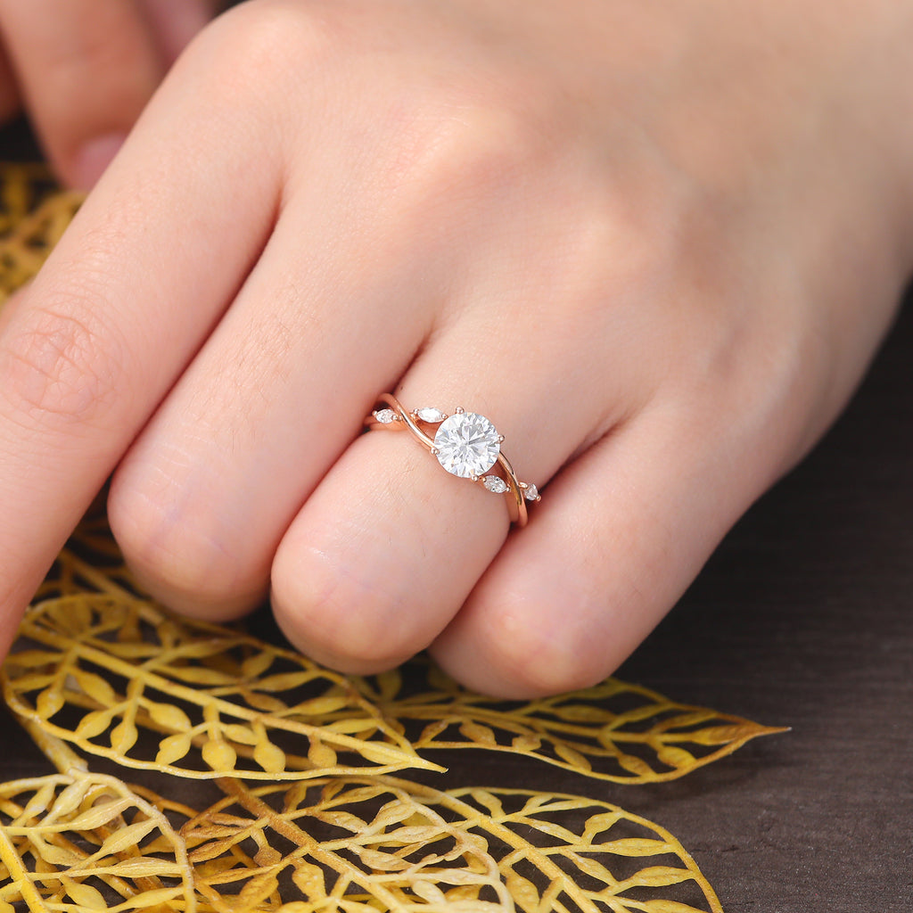 1.0CT Round cut moissanite rose gold engagement Ring.  S925/10k/14k/18k.