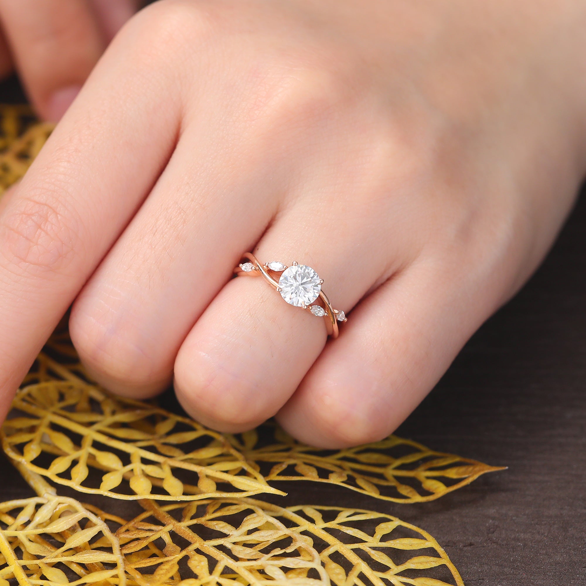 1.0CT Round cut moissanite rose gold engagement Ring.  S925/10k/14k/18k.