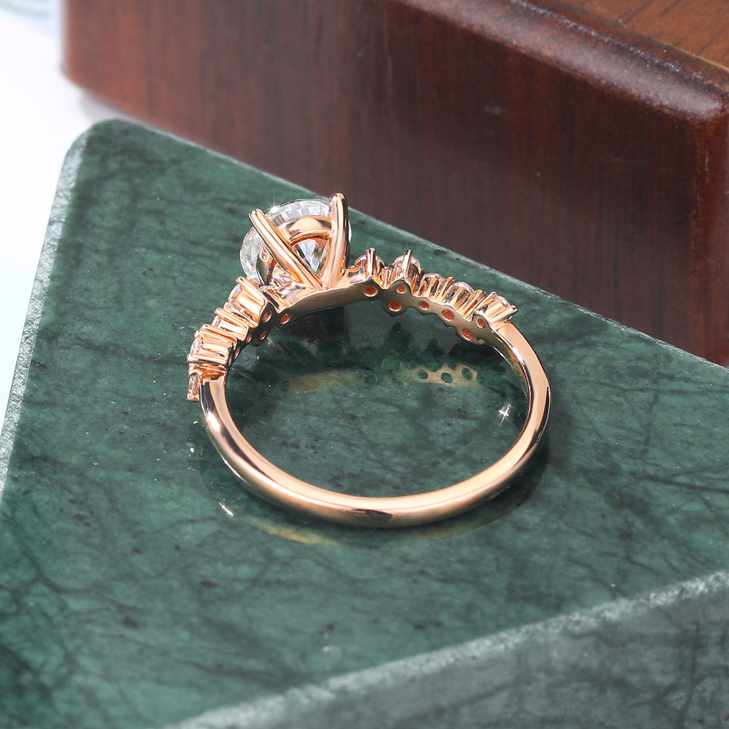 1.0ct Round cut moissanite rose gold engagement Ring.
