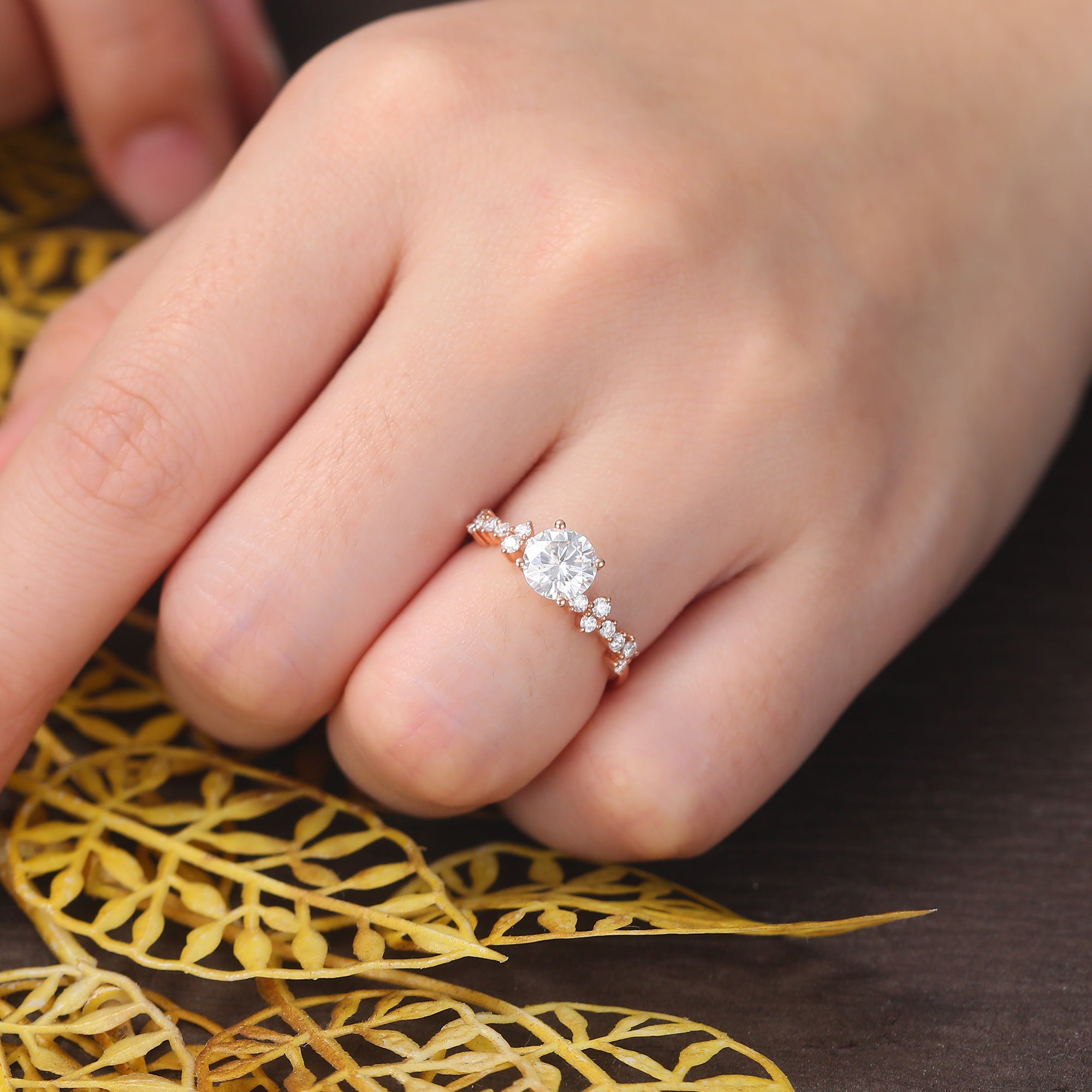 1.0ct Round cut moissanite rose gold engagement Ring.