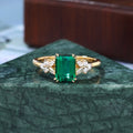 Vintage 1.68CT Lab emerald engagement Ring. unique moissanite ring , S925/10k/14k/18k gold ring
