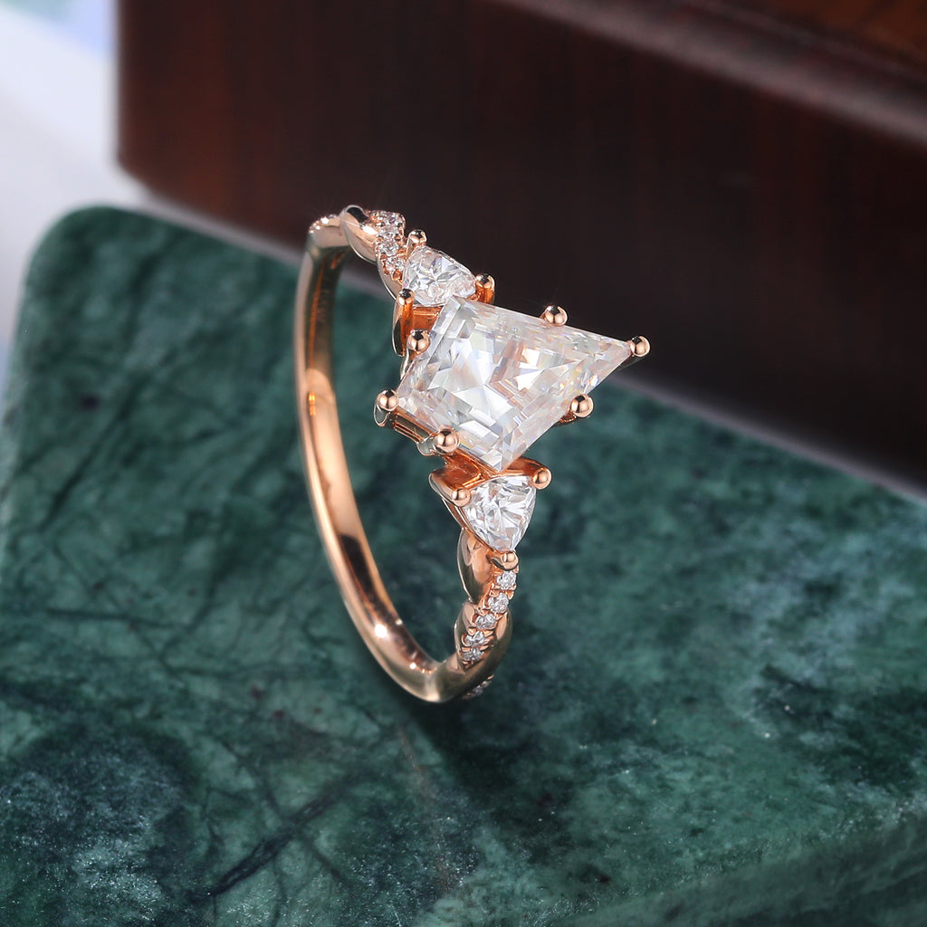 Kite cut Lab grown diamond rose gold engagement Ring.