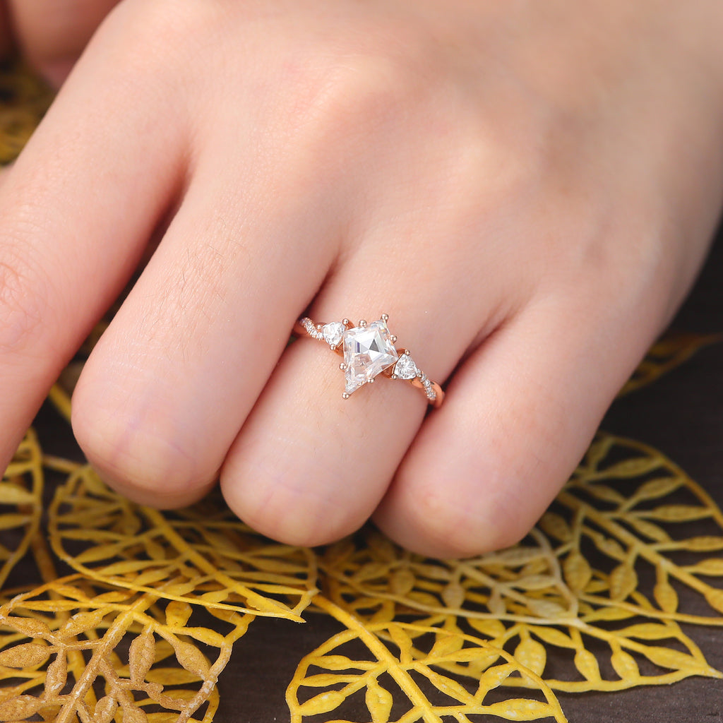 Kite cut Lab grown diamond rose gold engagement Ring.