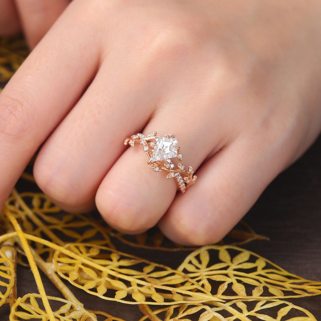 Kite cut Lab grown diamond rose gold engagement Ring.