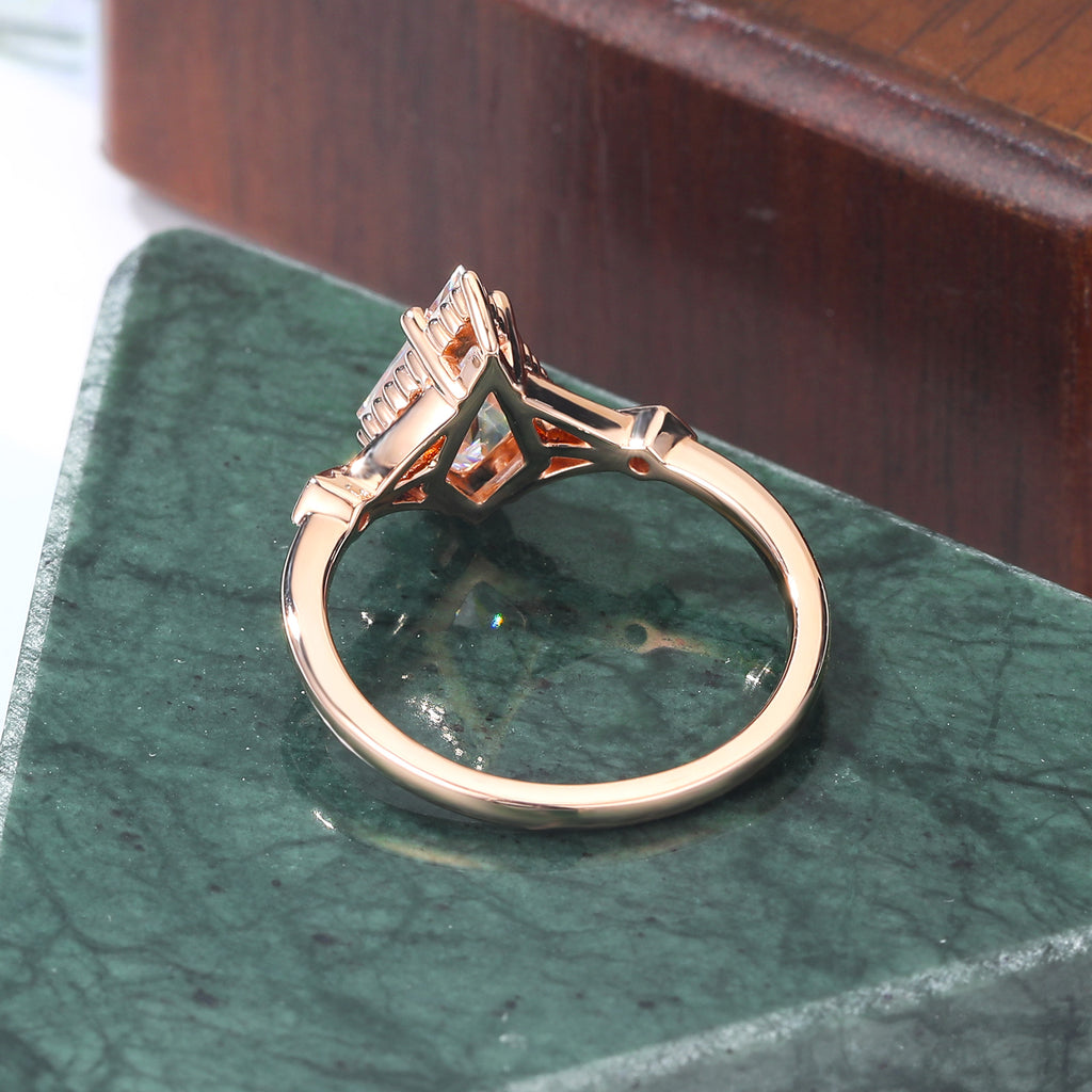Kite cut Lab grown diamond rose gold engagement Ring.