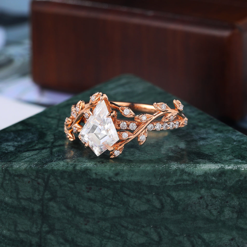 Kite cut Lab grown diamond rose gold engagement Ring.