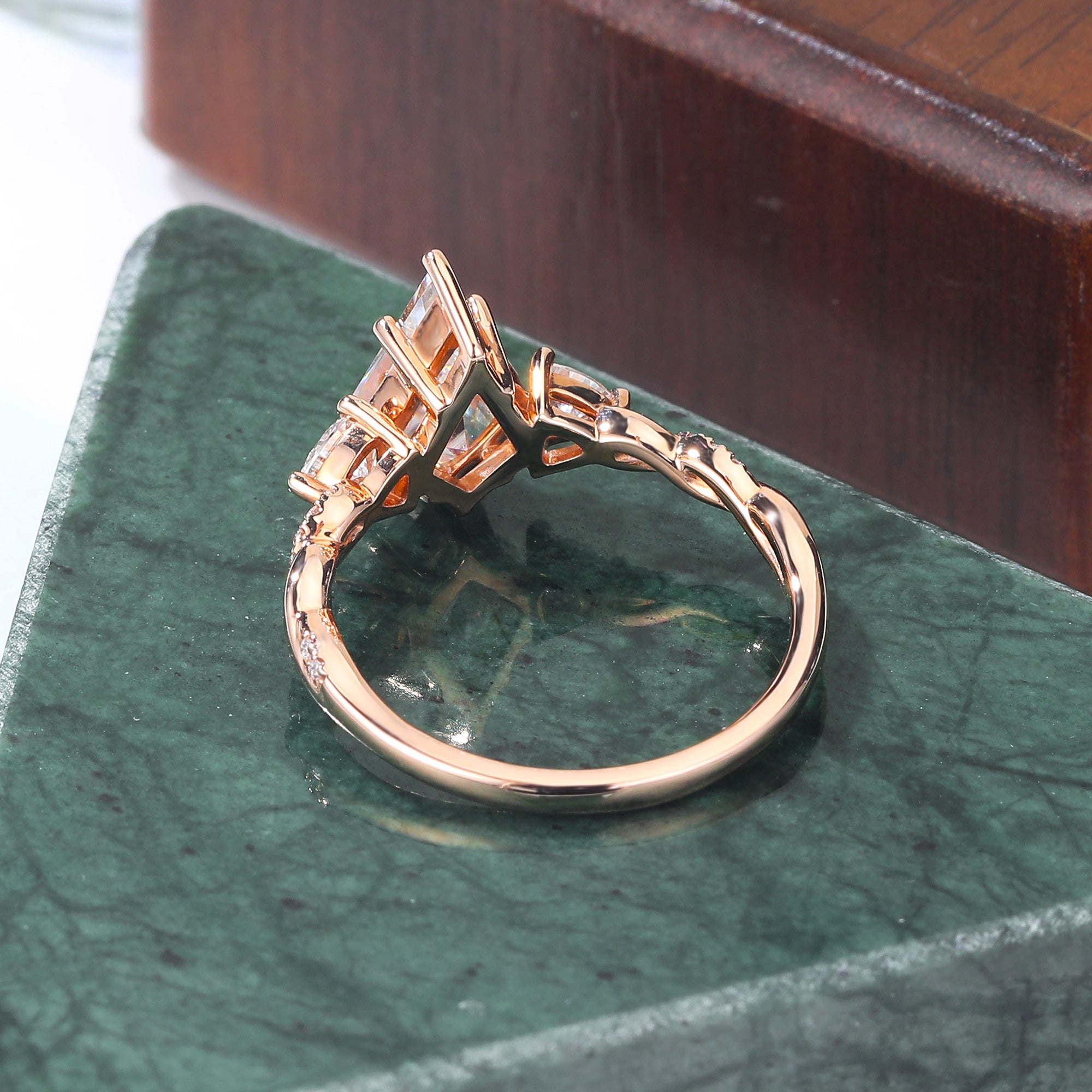 Kite cut Lab grown diamond rose gold engagement Ring.