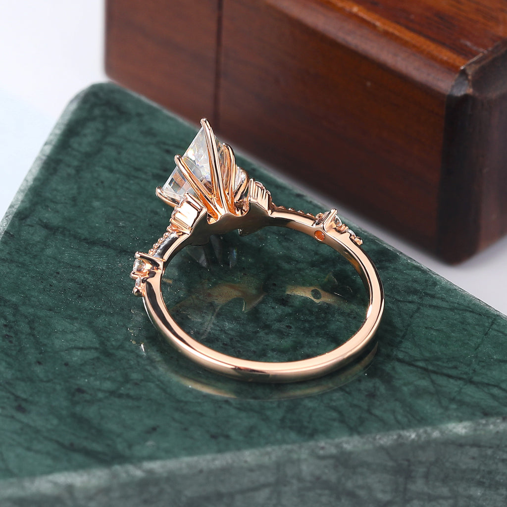 Kite cut moissanite rose gold engagement Ring.