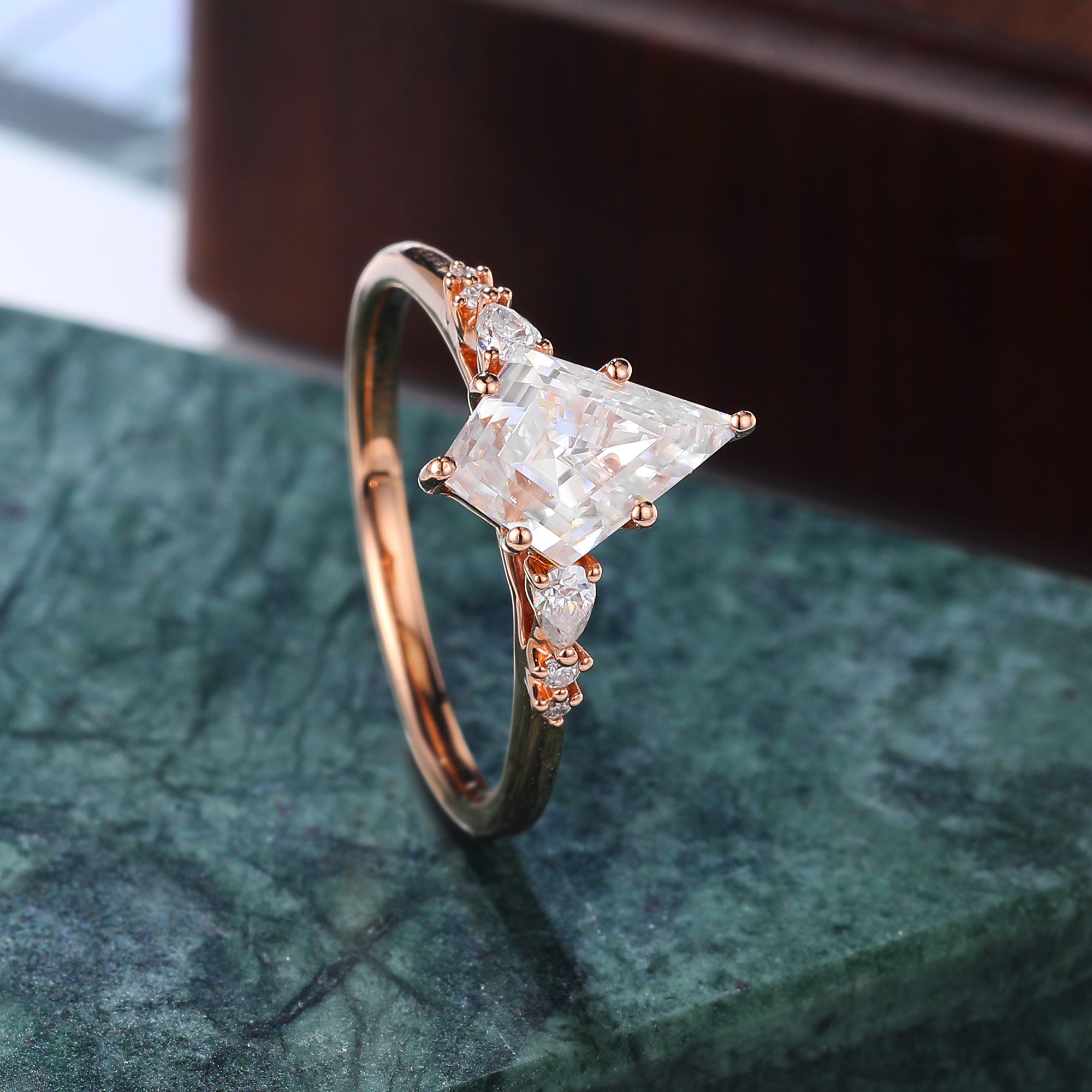 1.4ct Kite cut Lab-grown Diamond rose gold engagement ring, anniversary gift S925/10K14/18k yellow gold white gold