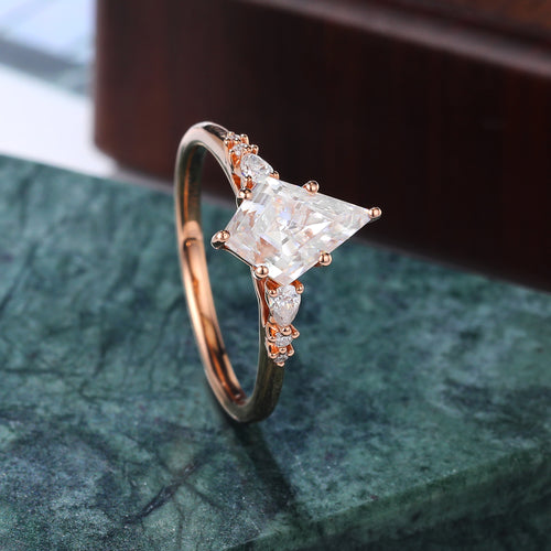 1.4ct Kite cut Lab-grown Diamond rose gold engagement ring, anniversary gift S925/10K14/18k yellow gold white gold