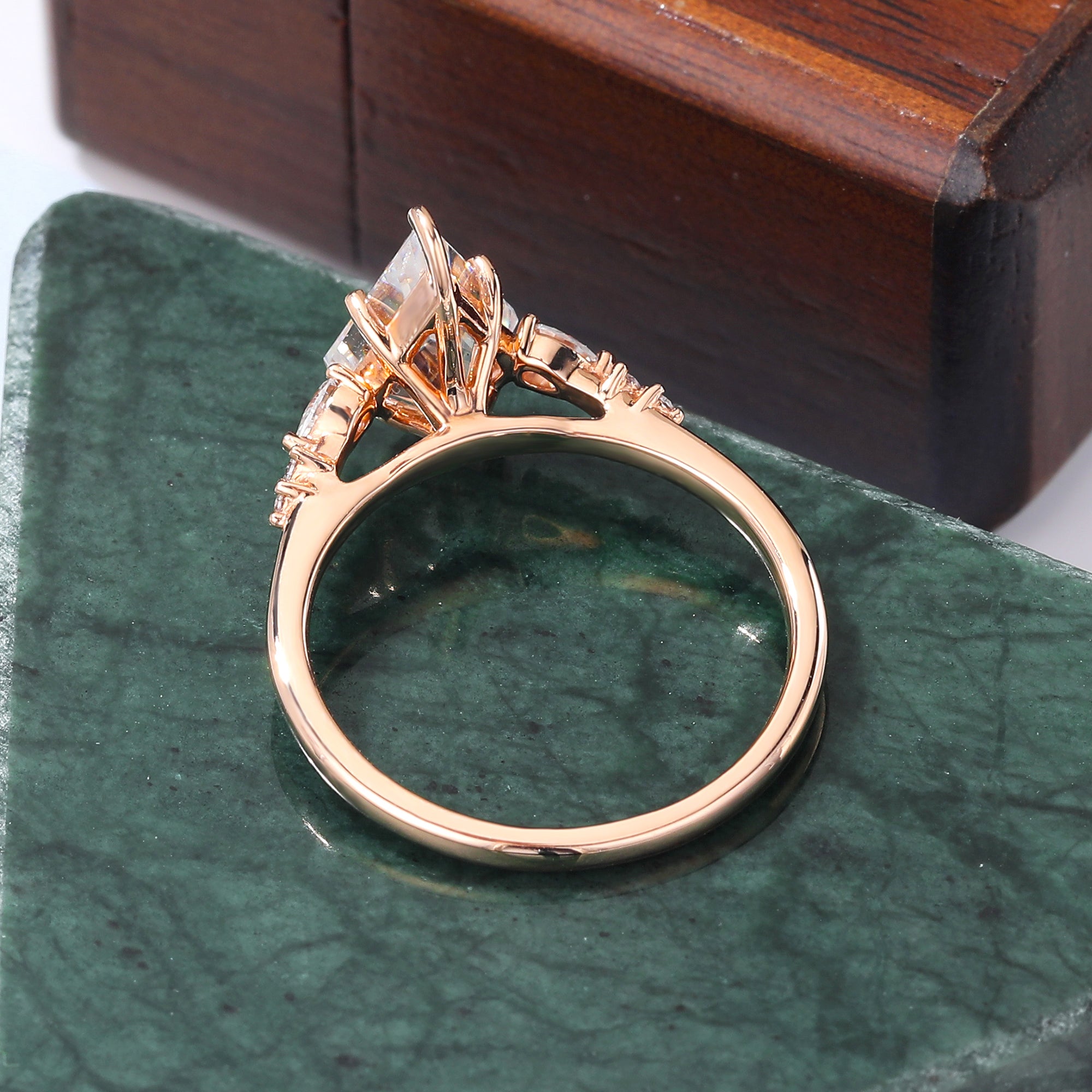1.4ct Kite cut moissanite rose gold engagement ring, anniversary gift S925/10K14/18k yellow gold white gold