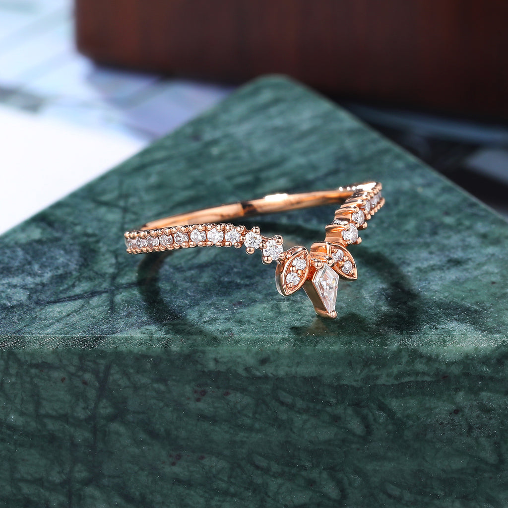 kite cut  moissanite engagement ring vintage unique rose gold ring  prong set anniversary promise bridal ring