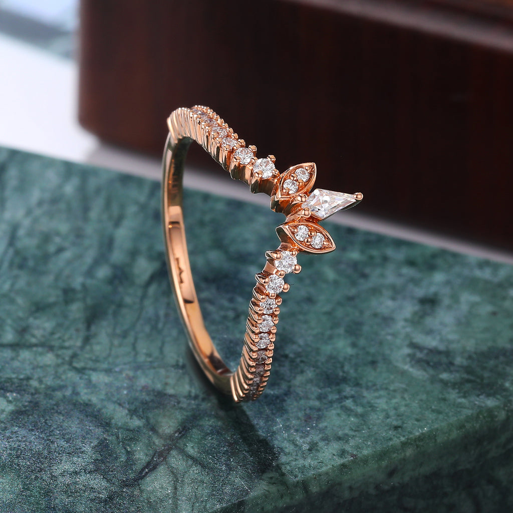 kite cut  moissanite engagement ring vintage unique rose gold ring  prong set anniversary promise bridal ring