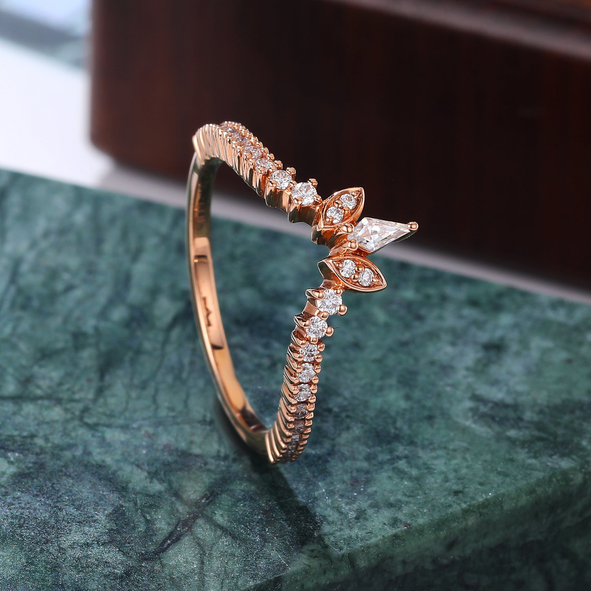 kite cut  Diamond engagement ring vintage unique rose gold ring  prong set anniversary promise bridal ring